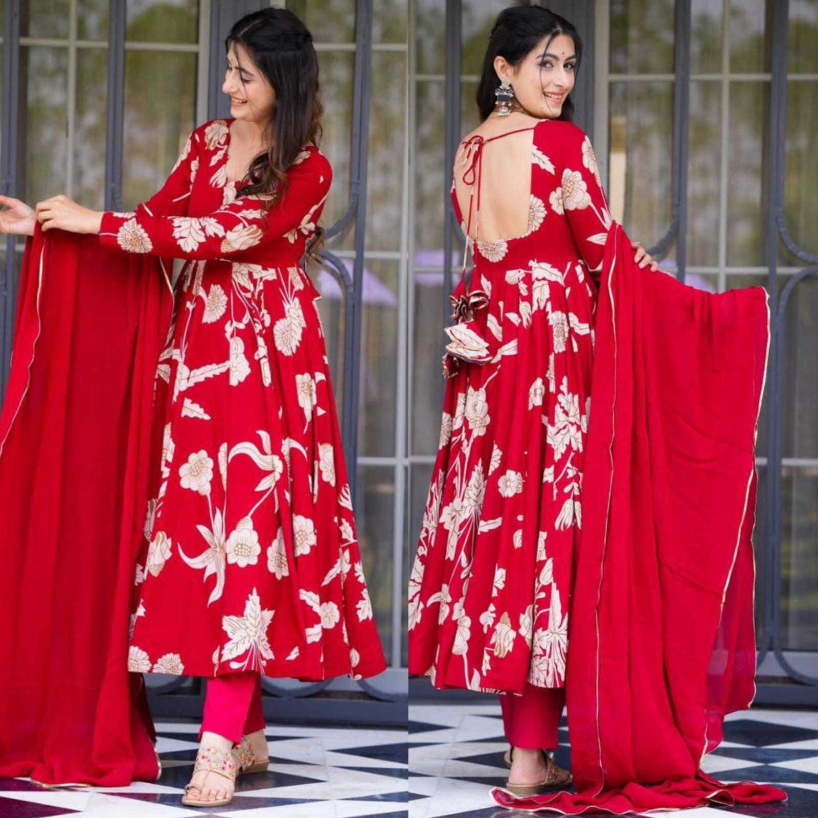 Ynf Georgette RIN157 214 Gowns Plus Size Collections Wholesale Party Gowns Georgette Gown Red Gown Manufacturer