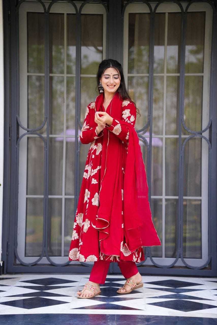 Ynf Georgette RIN157 214 Gowns Plus Size Collections Wholesale Party Gowns Georgette Gown Red Gown Manufacturer