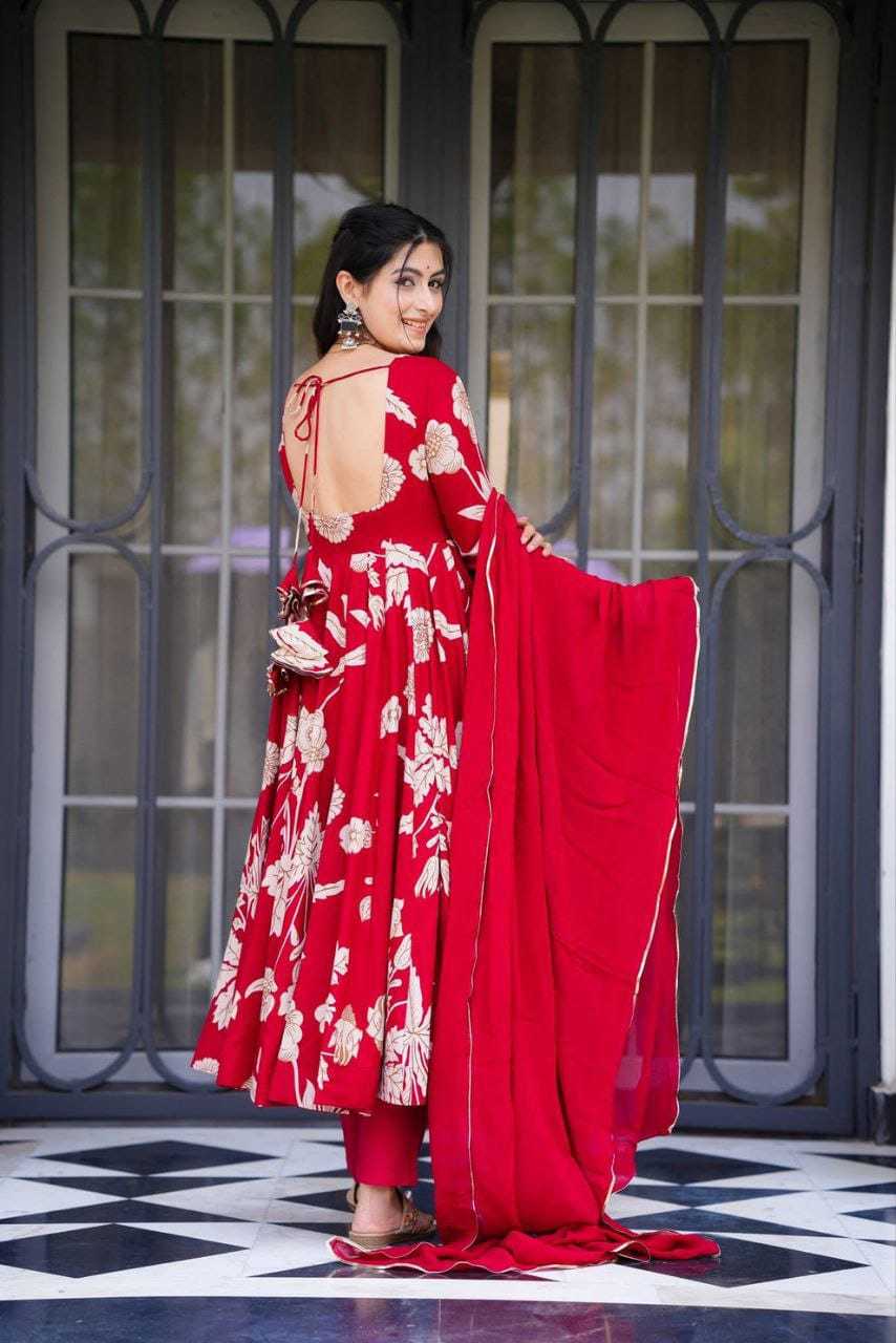 Ynf Georgette RIN157 214 Gowns Plus Size Collections Wholesale Party Gowns Georgette Gown Red Gown Manufacturer