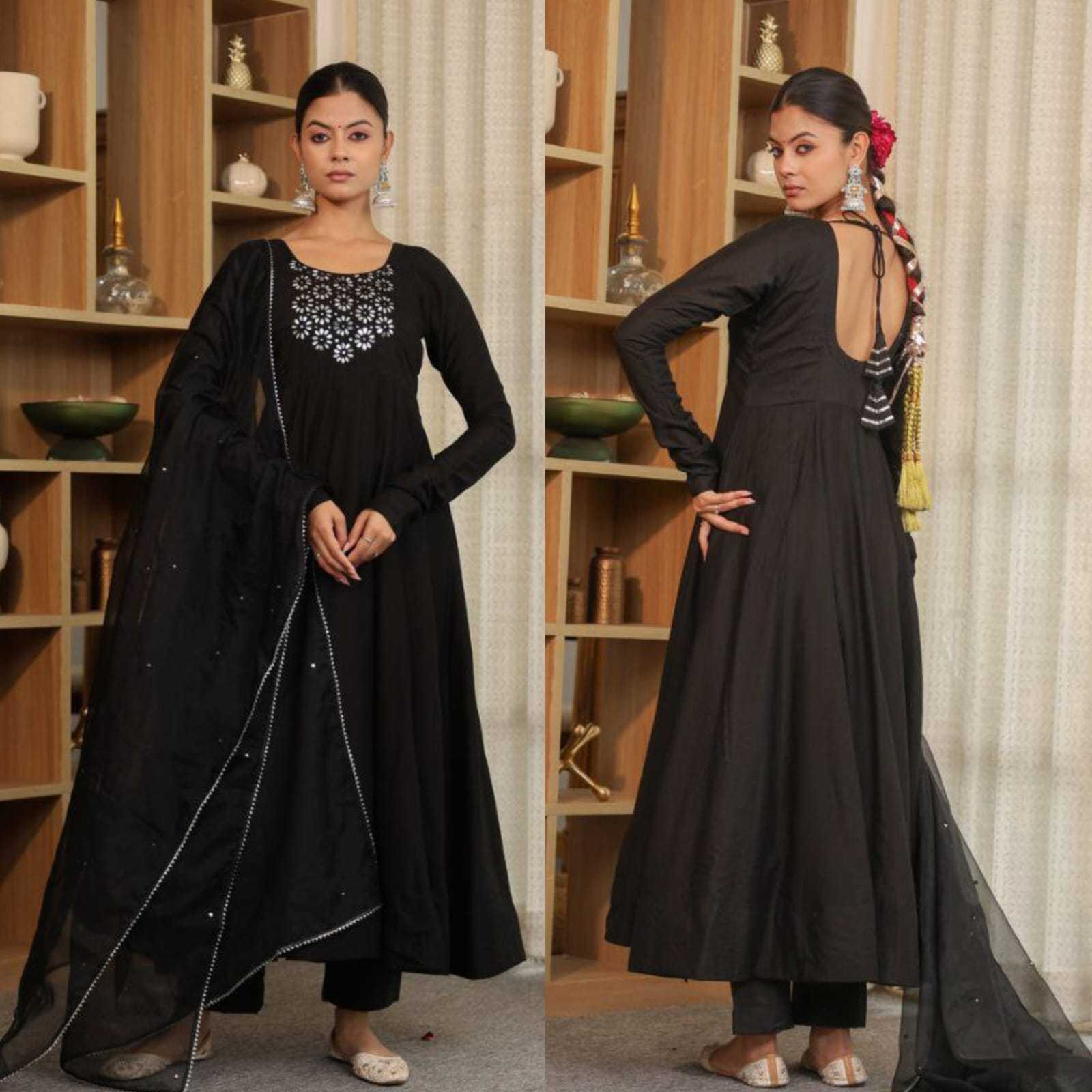 Ynf Georgette RIN157 2141 Gowns Plus Size Collections Wholesale Party Gowns Georgette Gown Black Gown Manufacturer