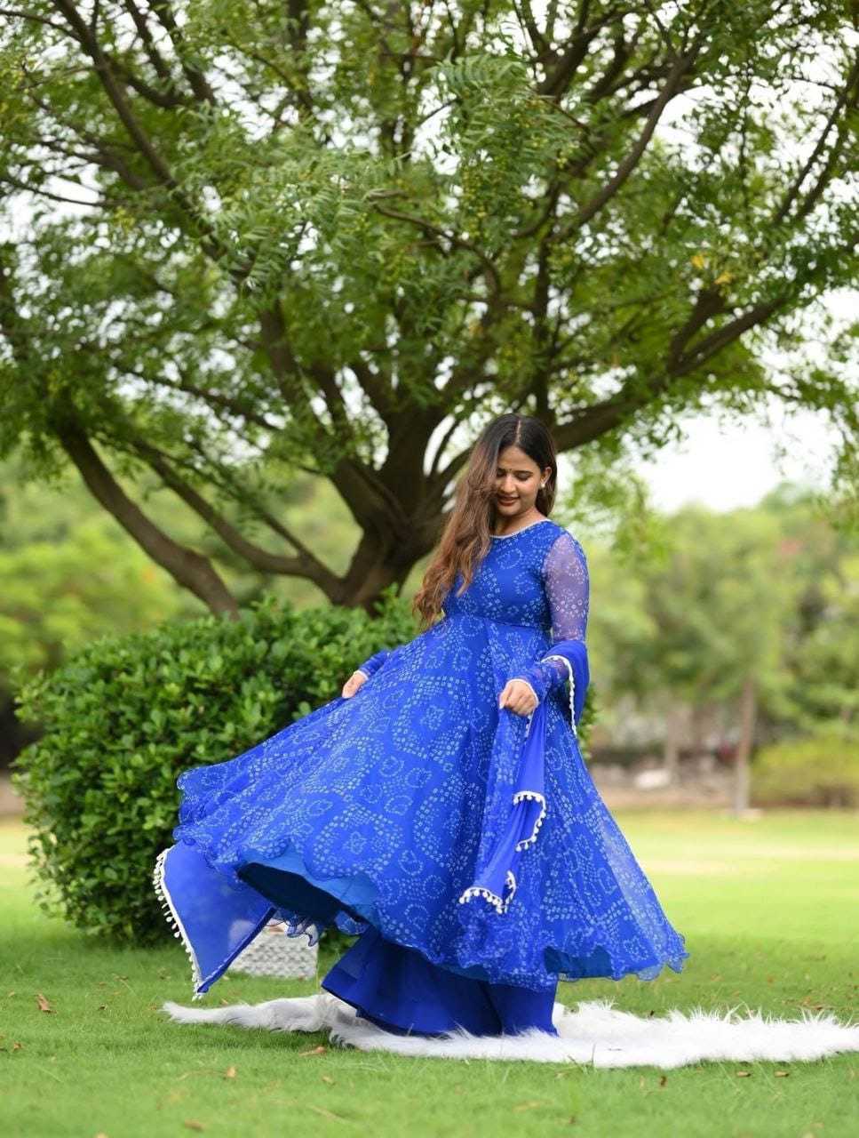 Ynf Georgette RIN157 215 Gowns Plus Size Collections Wholesale Party Gowns Georgette Gown Blue Gown Manufacturer