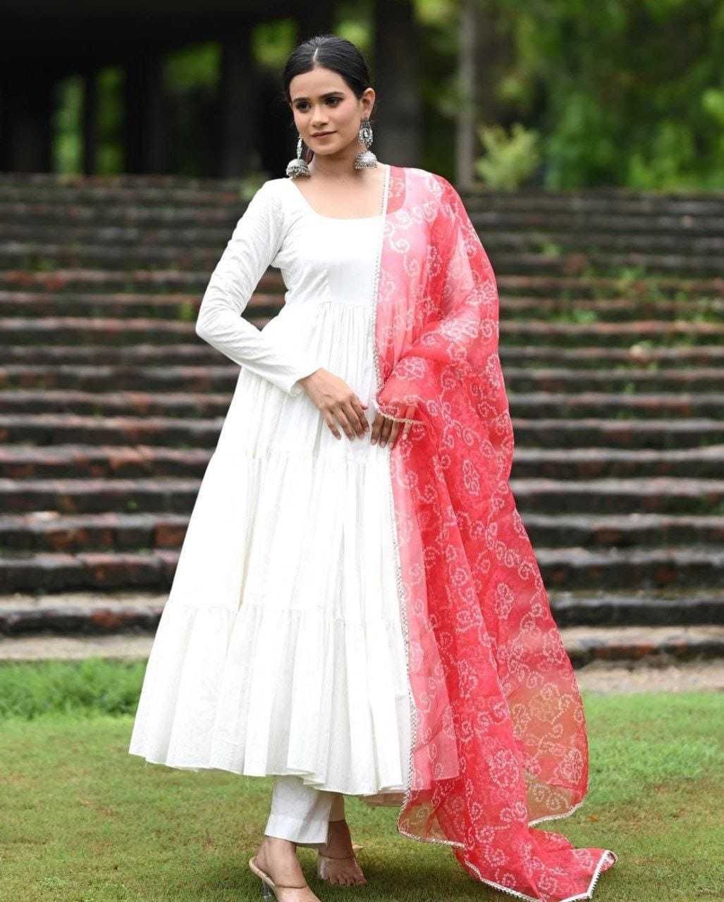 Ynf Georgette RIN157 218 Gowns Festive Collections Plus Size Collections Wholesale Georgette Gown White Gown Onam Collections Manufacturer