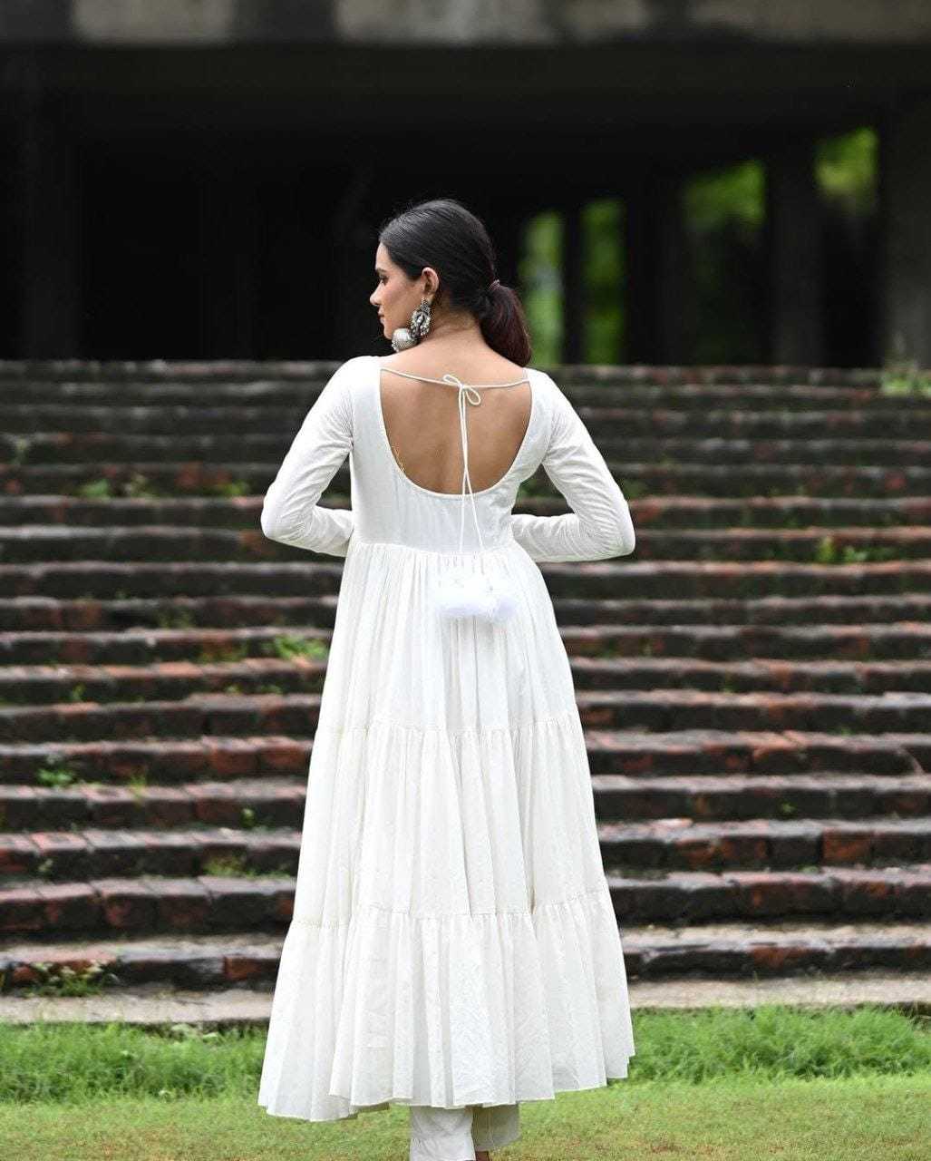 Ynf Georgette RIN157 218 Gowns Festive Collections Plus Size Collections Wholesale Georgette Gown White Gown Onam Collections Manufacturer