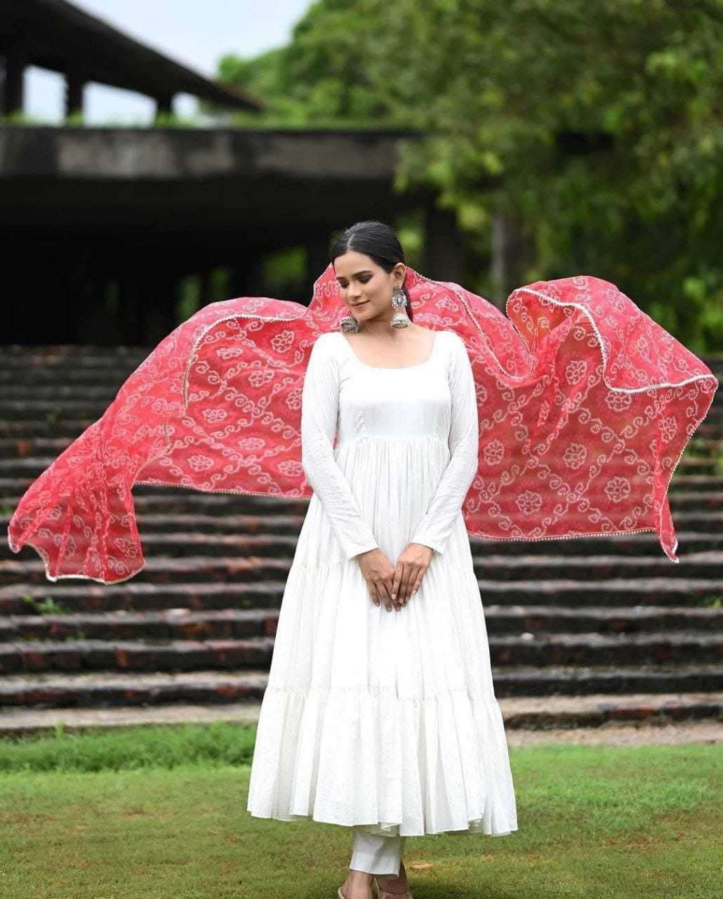 Ynf Georgette RIN157 218 Gowns Festive Collections Plus Size Collections Wholesale Georgette Gown White Gown Onam Collections Manufacturer
