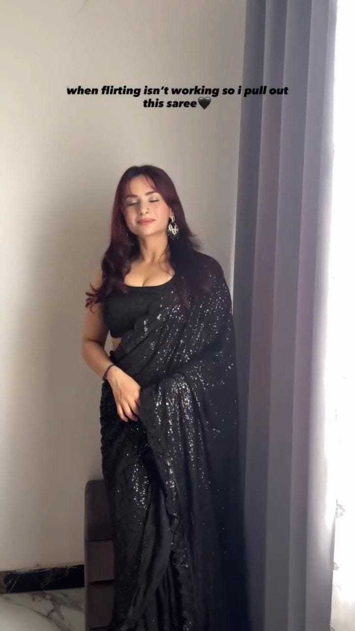 Ynf Georgette RIN157 247 Sarees Festive Collections Wholesale Party Wear Sarees Georgette Sarees Black Sarees Manufacturer