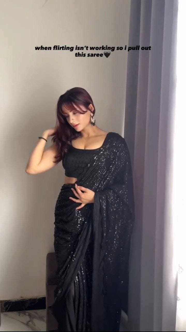 Ynf Georgette RIN157 247 Sarees Festive Collections Wholesale Party Wear Sarees Georgette Sarees Black Sarees Manufacturer