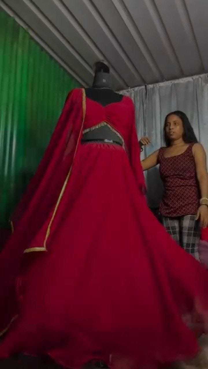 Ynf Georgette RIN157 5271 Lehengas Festive Collections Plus Size Collections Wholesale Georgette Lehenga Red Lehenga Navratri Chaniya Choli Manufacturer