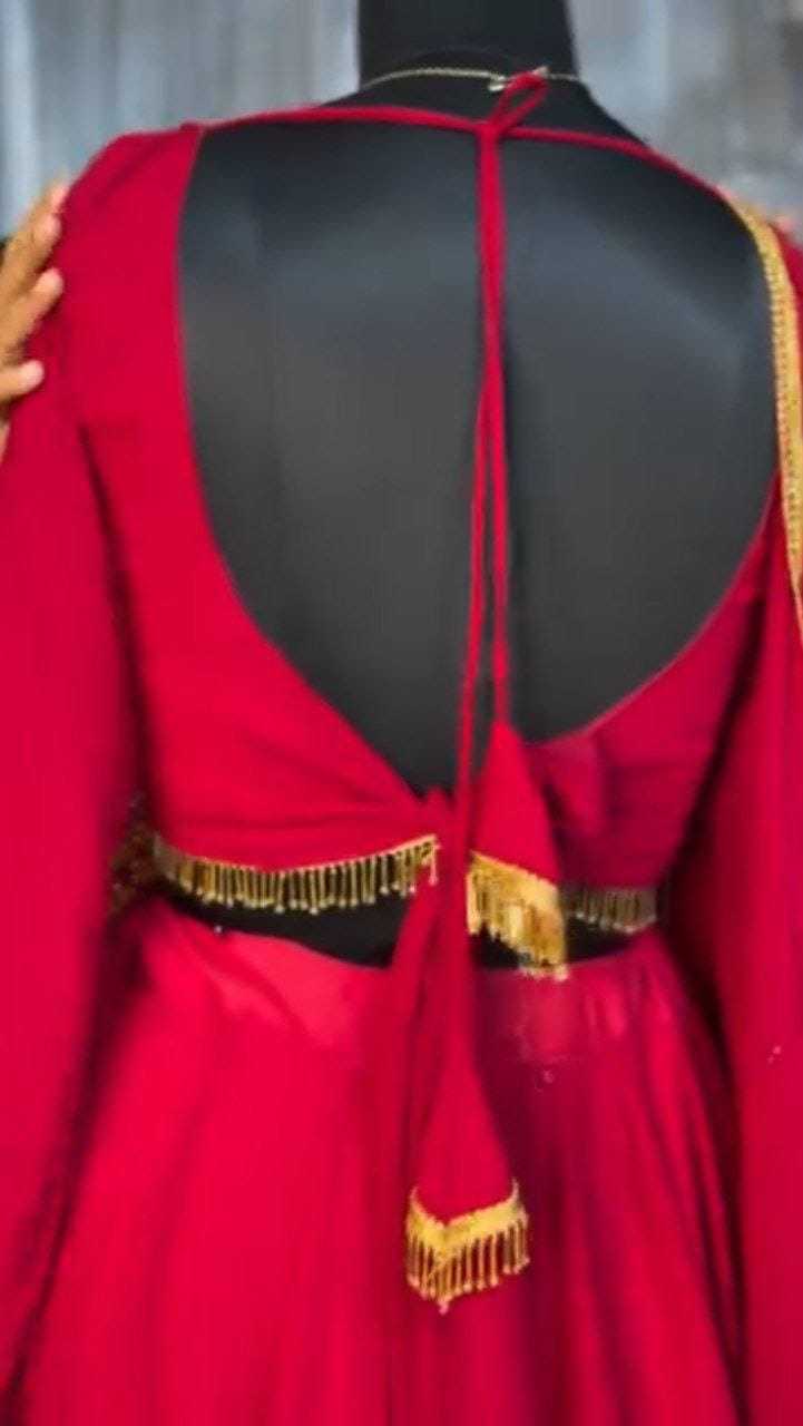 Ynf Georgette RIN157 5271 Lehengas Festive Collections Plus Size Collections Wholesale Georgette Lehenga Red Lehenga Navratri Chaniya Choli Manufacturer