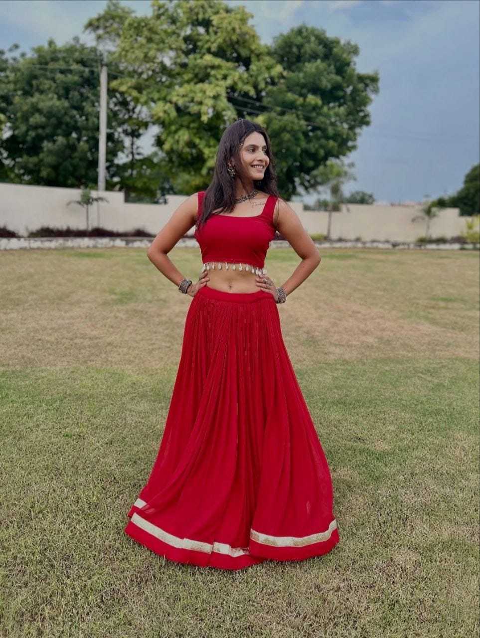 Ynf Georgette RIN157 NAVRATRI NIGHTS-11 Lehengas Festive Collections Plus Size Collections Wholesale Georgette Lehenga Red Lehenga Navratri Chaniya Choli Manufacturer