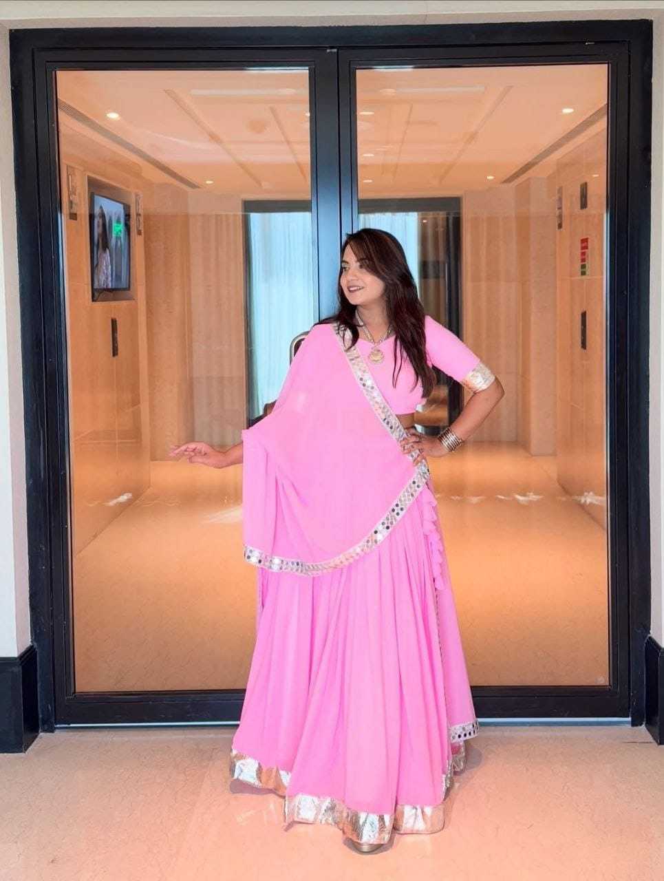 Ynf Georgette RIN157 NAVRATRI NIGHTS-20 Lehengas Festive Collections Plus Size Collections Wholesale Georgette Lehenga Pink Lehenga Navratri Chaniya Choli Manufacturer