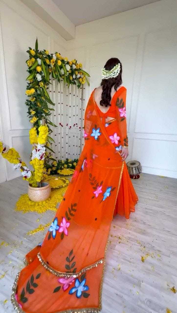 Ynf Georgette RIN157 PBS24 Sarees Plus Size Collections Wholesale Ready To Wear Sarees Georgette Sarees Red Sarees Manufacturer