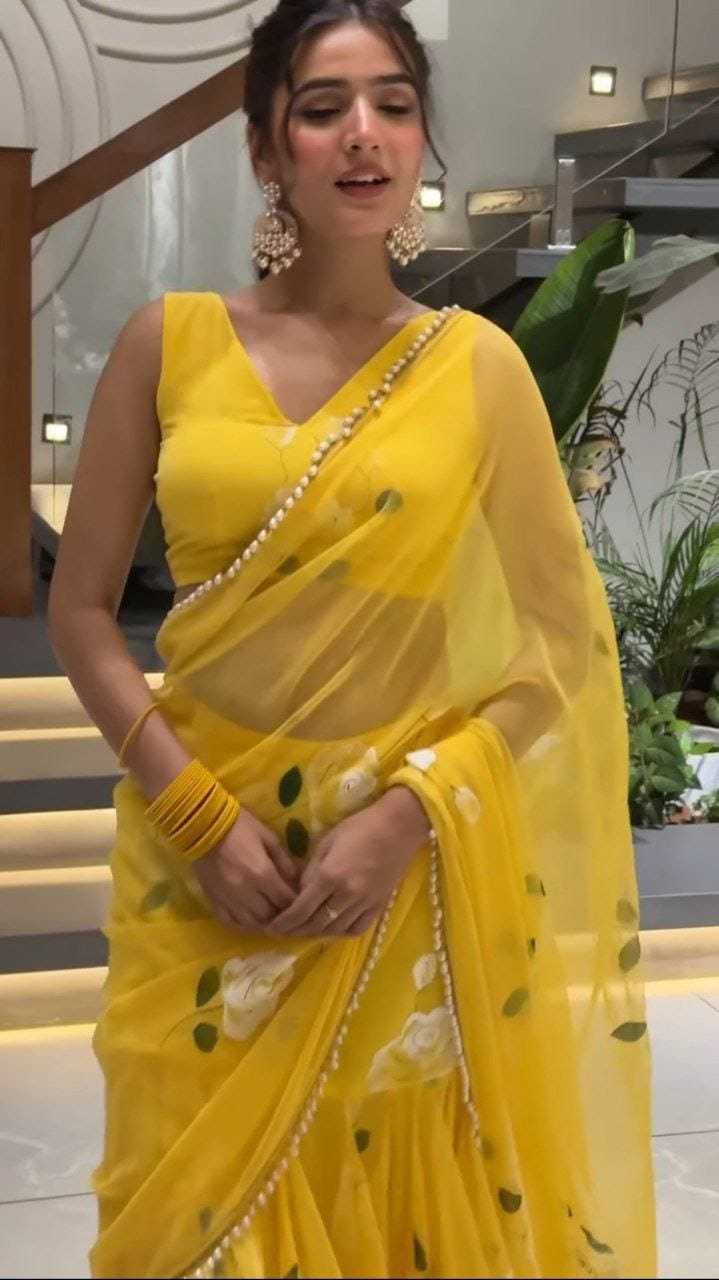 Ynf Georgette RIN157 PBS25 Sarees Lehengas Plus Size Collections Wholesale Lehenga Sarees Georgette Lehenga Yellow Lehenga Manufacturer