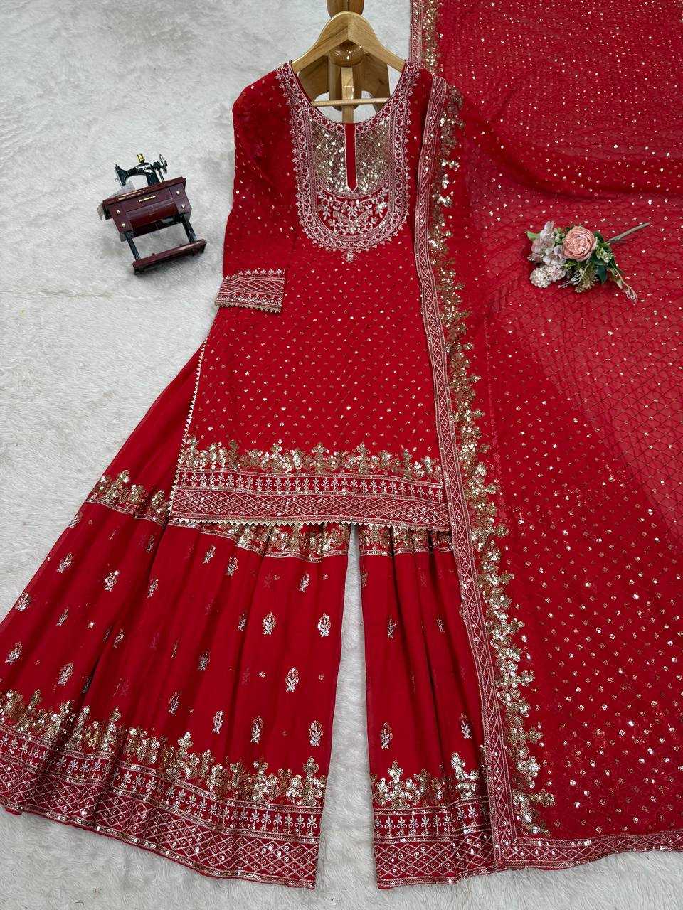 Ynf Georgette RIN162 5899 Suits & Dresses Wholesale Sharara Salwar Suits Embroidery Suits Georgette Suit Manufacturer