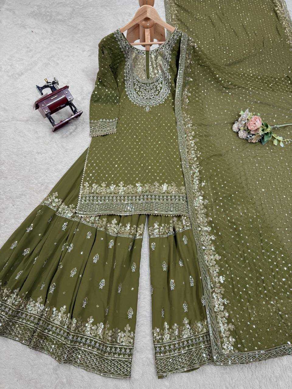Ynf Georgette RIN162 5899 Suits & Dresses Wholesale Sharara Salwar Suits Embroidery Suits Georgette Suit Manufacturer