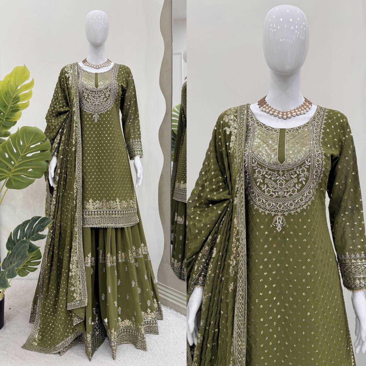 Ynf Georgette RIN162 5899 Suits & Dresses Wholesale Sharara Salwar Suits Embroidery Suits Georgette Suit Manufacturer