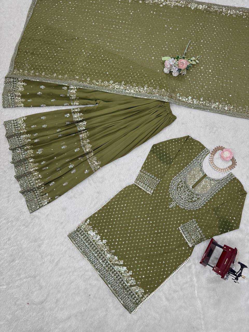 Ynf Georgette RIN162 5899 Suits & Dresses Wholesale Sharara Salwar Suits Embroidery Suits Georgette Suit Manufacturer