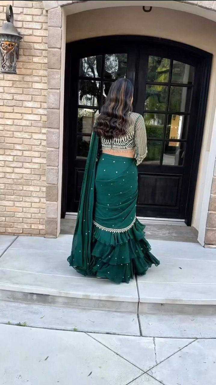 Ynf Georgette RIN162 6491 Sarees Wholesale Party Wear Sarees Lehenga Sarees Ruffle Sarees Manufacturer