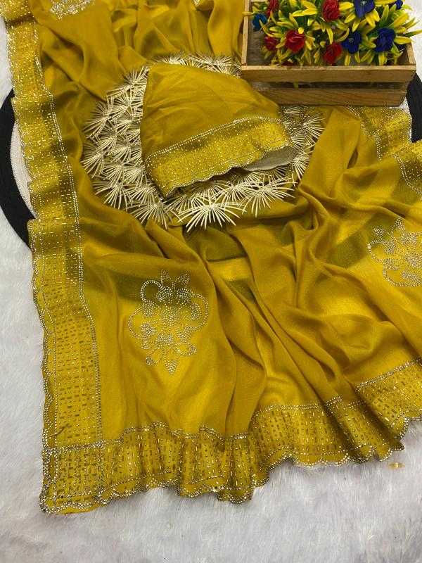 Ynf Georgette RIN171 907 Sarees Wholesale Georgette Sarees Butta Sarees Swarovski Sarees Manufacturer