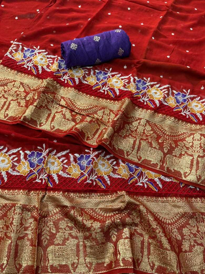 Ynf Georgette RIN178 Pure pichwai Embroidery Silk Sarees Wedding Collections Wholesale Designer Silk Sarees Silk Sarees For Weddings Embroidered Silk Sarees Manufacturer