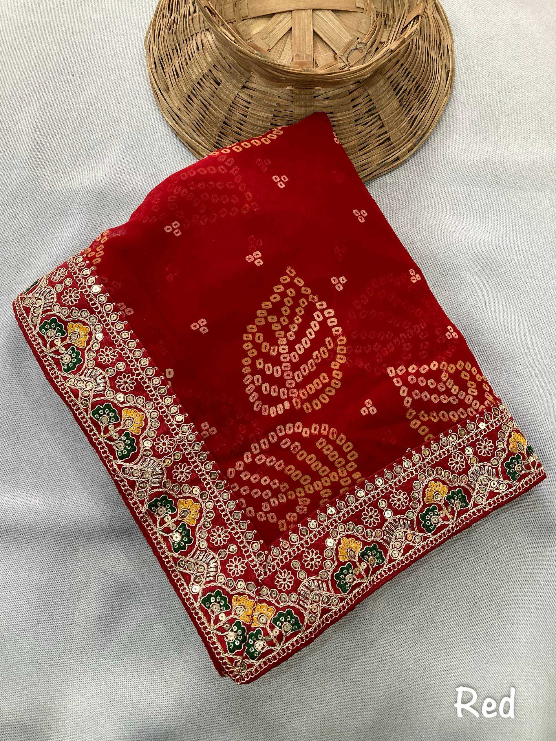 Ynf Georgette RIN188 Pan Patta Sarees Wholesale Party Wear Sarees Fancy Sarees Rajasthani Sarees Bandhani Sarees Manufacturer