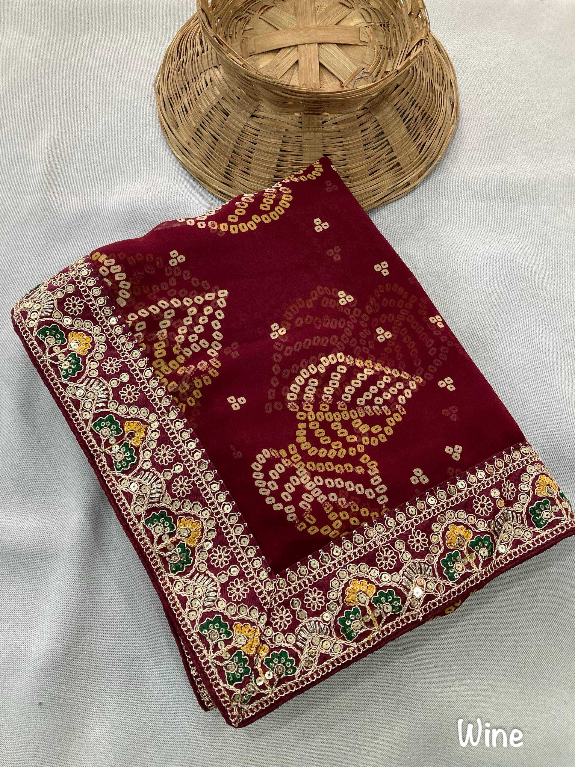 Ynf Georgette RIN188 Pan Patta Sarees Wholesale Party Wear Sarees Fancy Sarees Rajasthani Sarees Bandhani Sarees Manufacturer