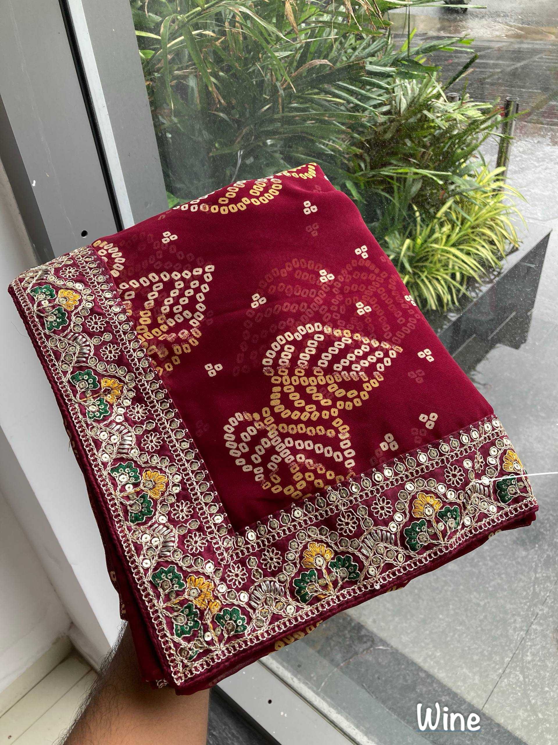 Ynf Georgette RIN188 Pan Patta Sarees Wholesale Party Wear Sarees Fancy Sarees Rajasthani Sarees Bandhani Sarees Manufacturer
