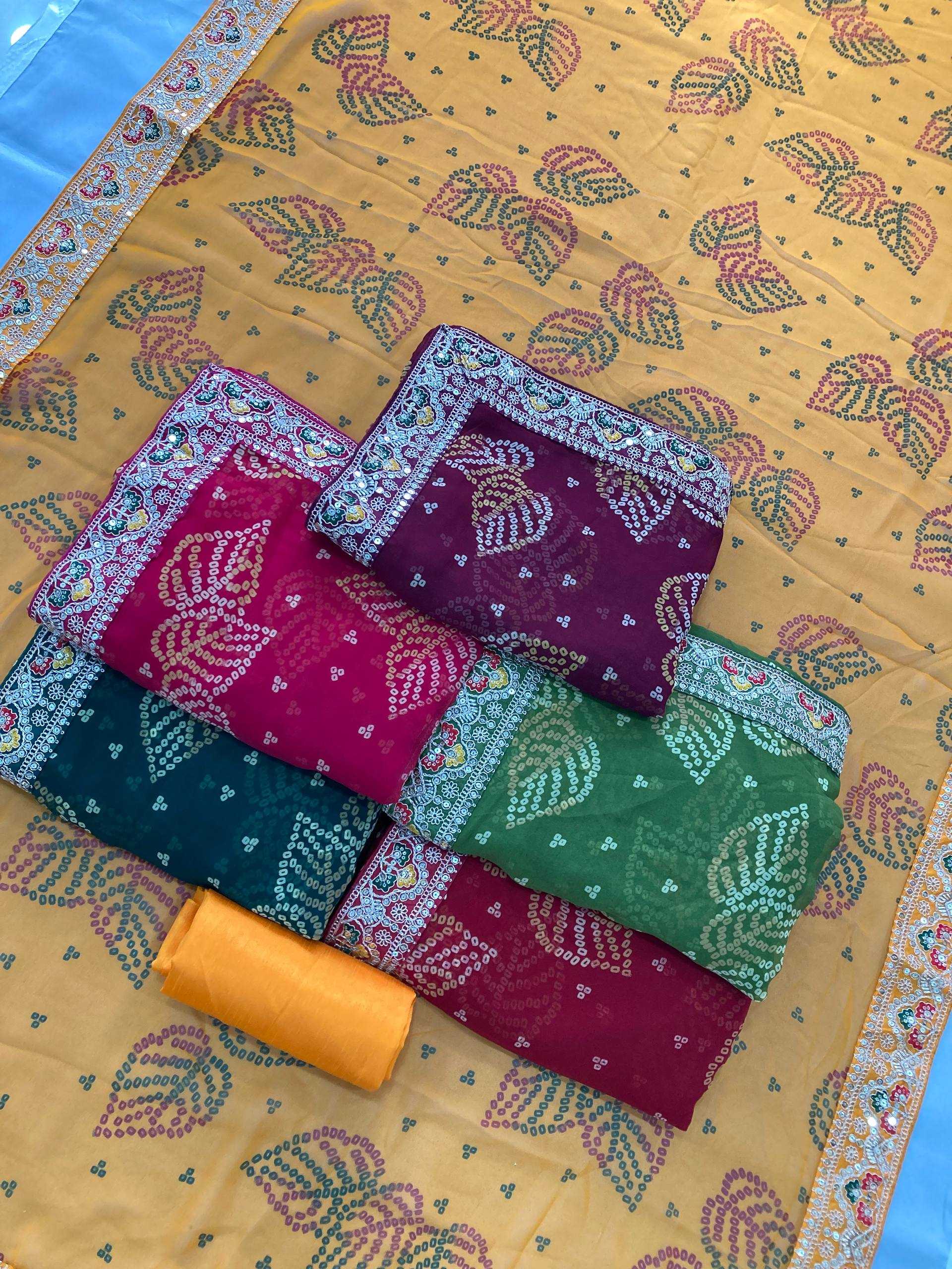 Ynf Georgette RIN188 Pan Patta Sarees Wholesale Party Wear Sarees Fancy Sarees Rajasthani Sarees Bandhani Sarees Manufacturer