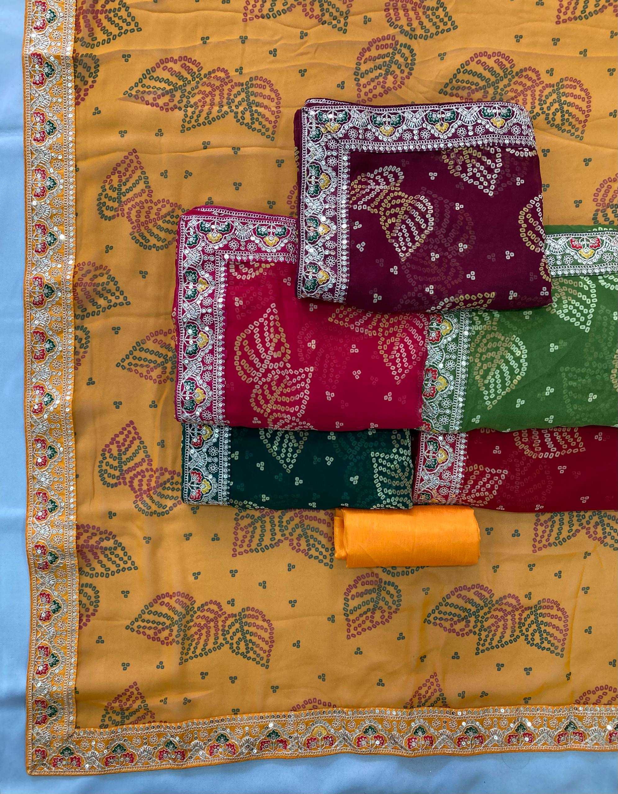 Ynf Georgette RIN188 Pan Patta Sarees Wholesale Party Wear Sarees Fancy Sarees Rajasthani Sarees Bandhani Sarees Manufacturer