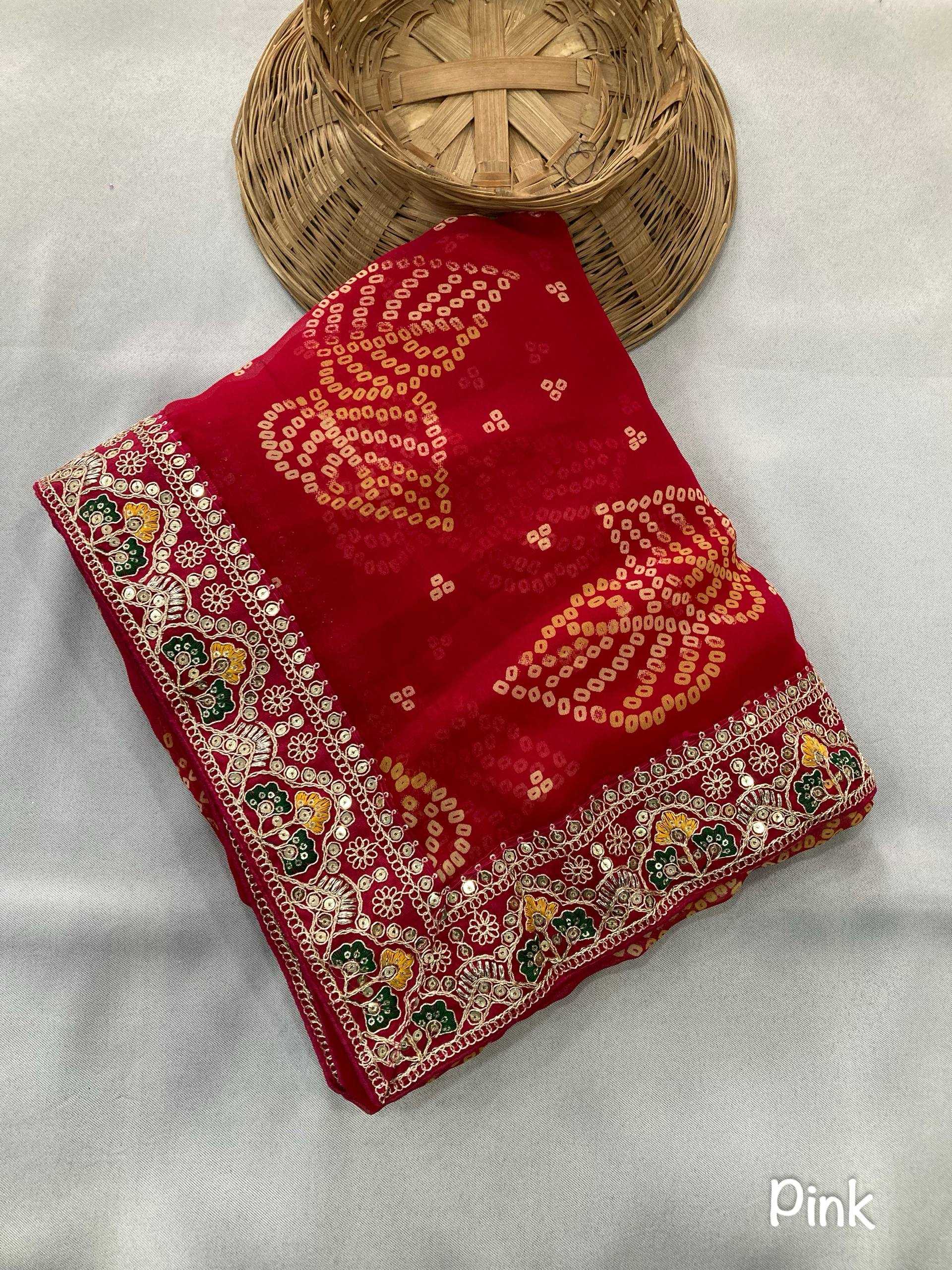 Ynf Georgette RIN188 Pan Patta Sarees Wholesale Party Wear Sarees Fancy Sarees Rajasthani Sarees Bandhani Sarees Manufacturer