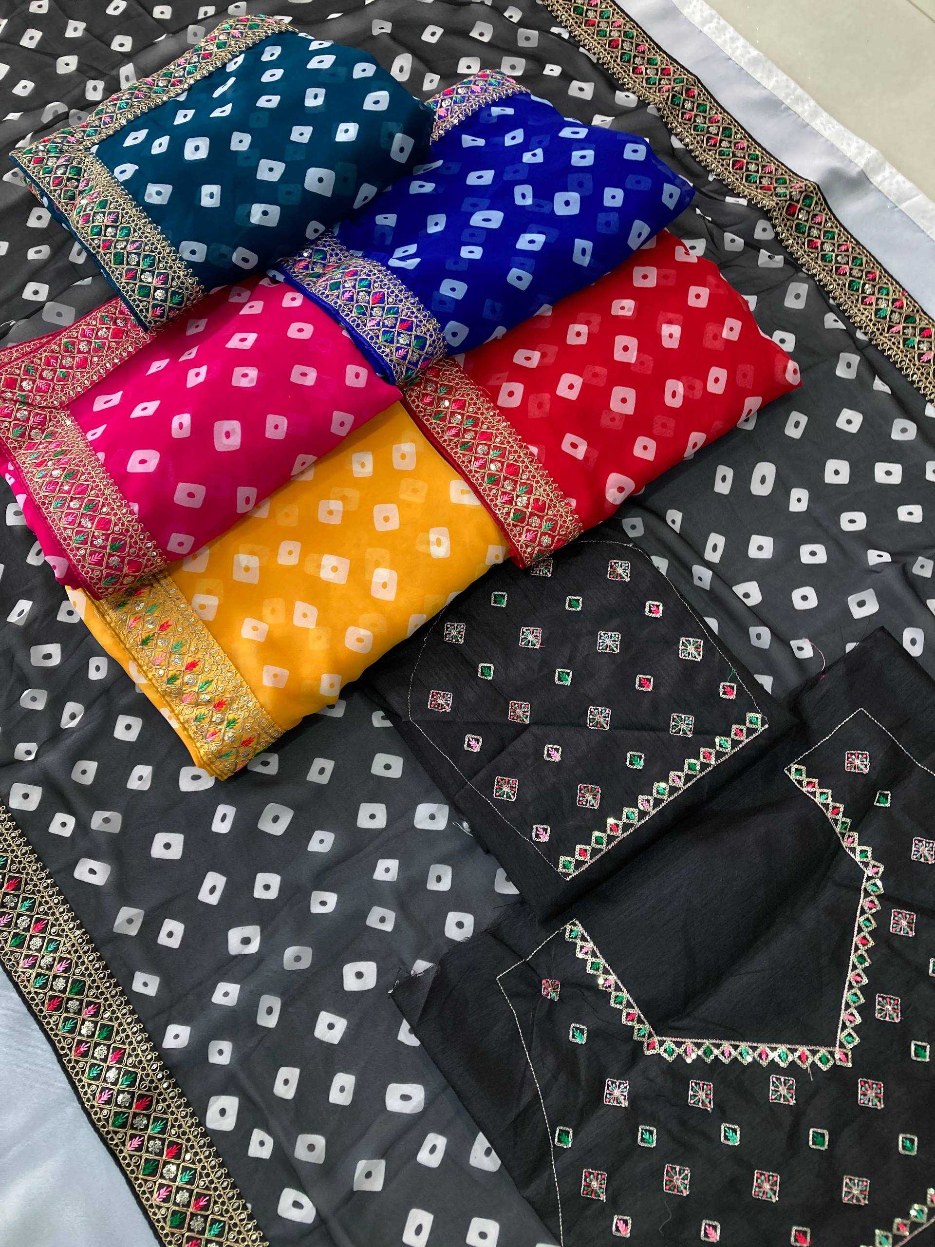 Ynf Georgette RIN188 Sakhi5 Sarees Wholesale Fancy Sarees Embroidered Sarees Bandhani Bandhej Sarees Rajasthani Sarees Manufacturer
