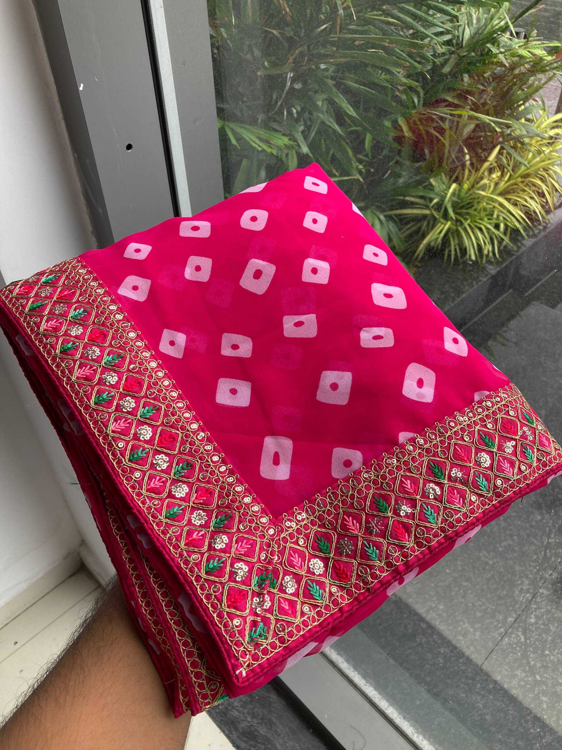 Ynf Georgette RIN188 Sakhi5 Sarees Wholesale Fancy Sarees Embroidered Sarees Bandhani Bandhej Sarees Rajasthani Sarees Manufacturer