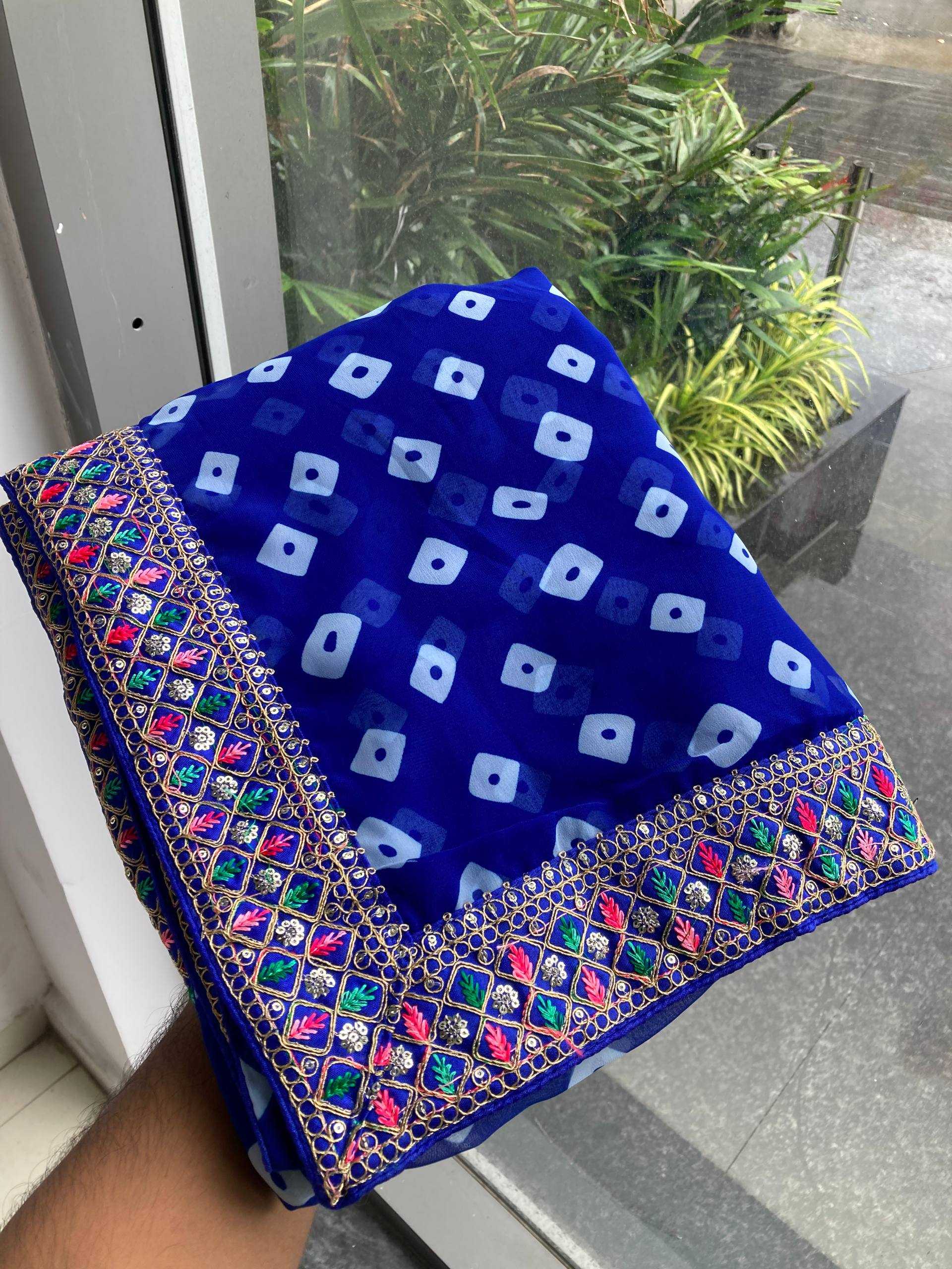 Ynf Georgette RIN188 Sakhi5 Sarees Wholesale Fancy Sarees Embroidered Sarees Bandhani Bandhej Sarees Rajasthani Sarees Manufacturer
