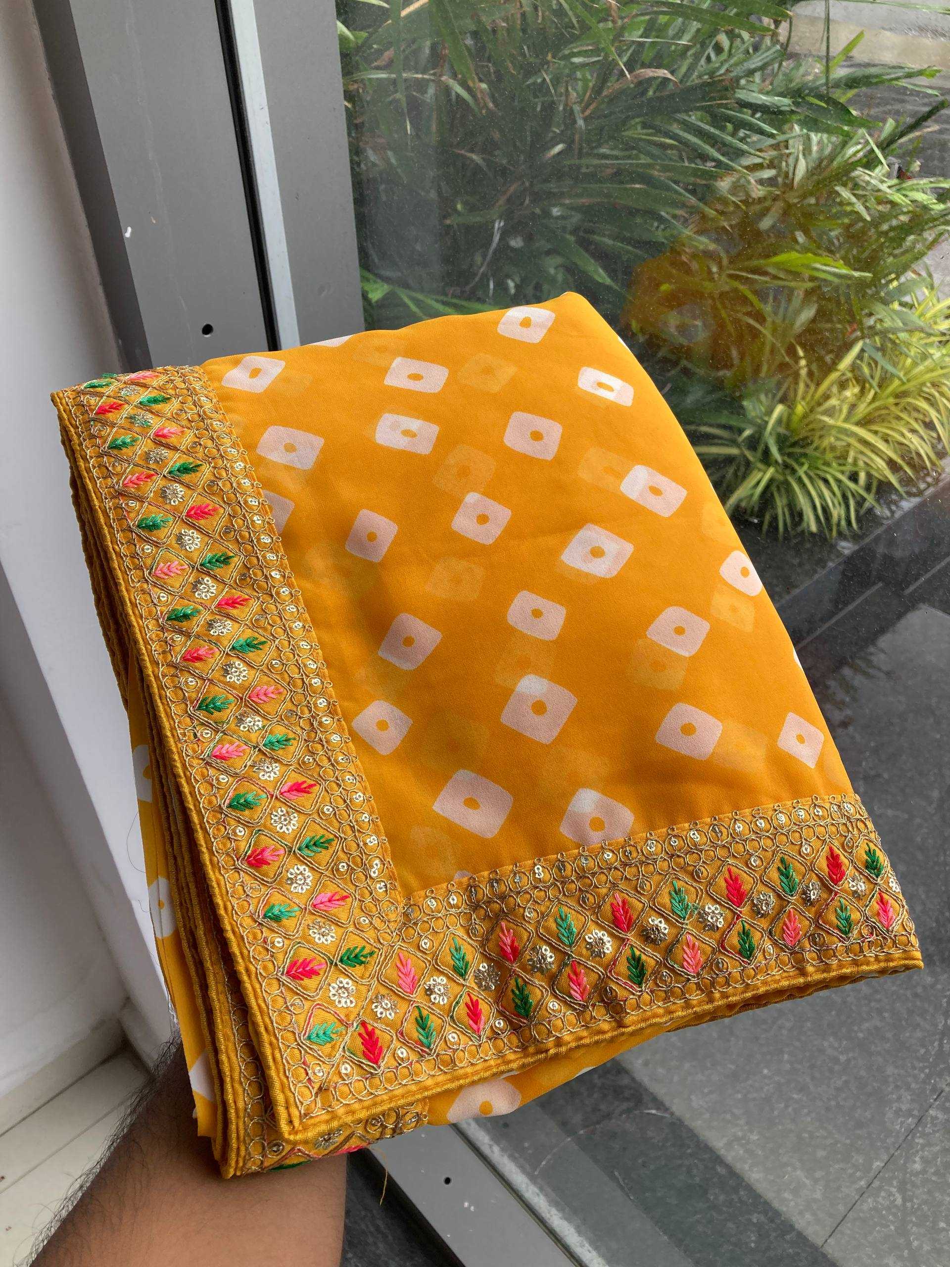 Ynf Georgette RIN188 Sakhi5 Sarees Wholesale Fancy Sarees Embroidered Sarees Bandhani Bandhej Sarees Rajasthani Sarees Manufacturer