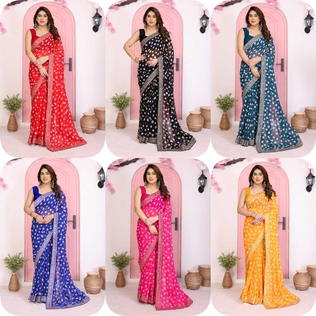 Ynf Georgette RIN188 Sakhi5 Sarees Wholesale Fancy Sarees Embroidered Sarees Bandhani Bandhej Sarees Rajasthani Sarees Manufacturer