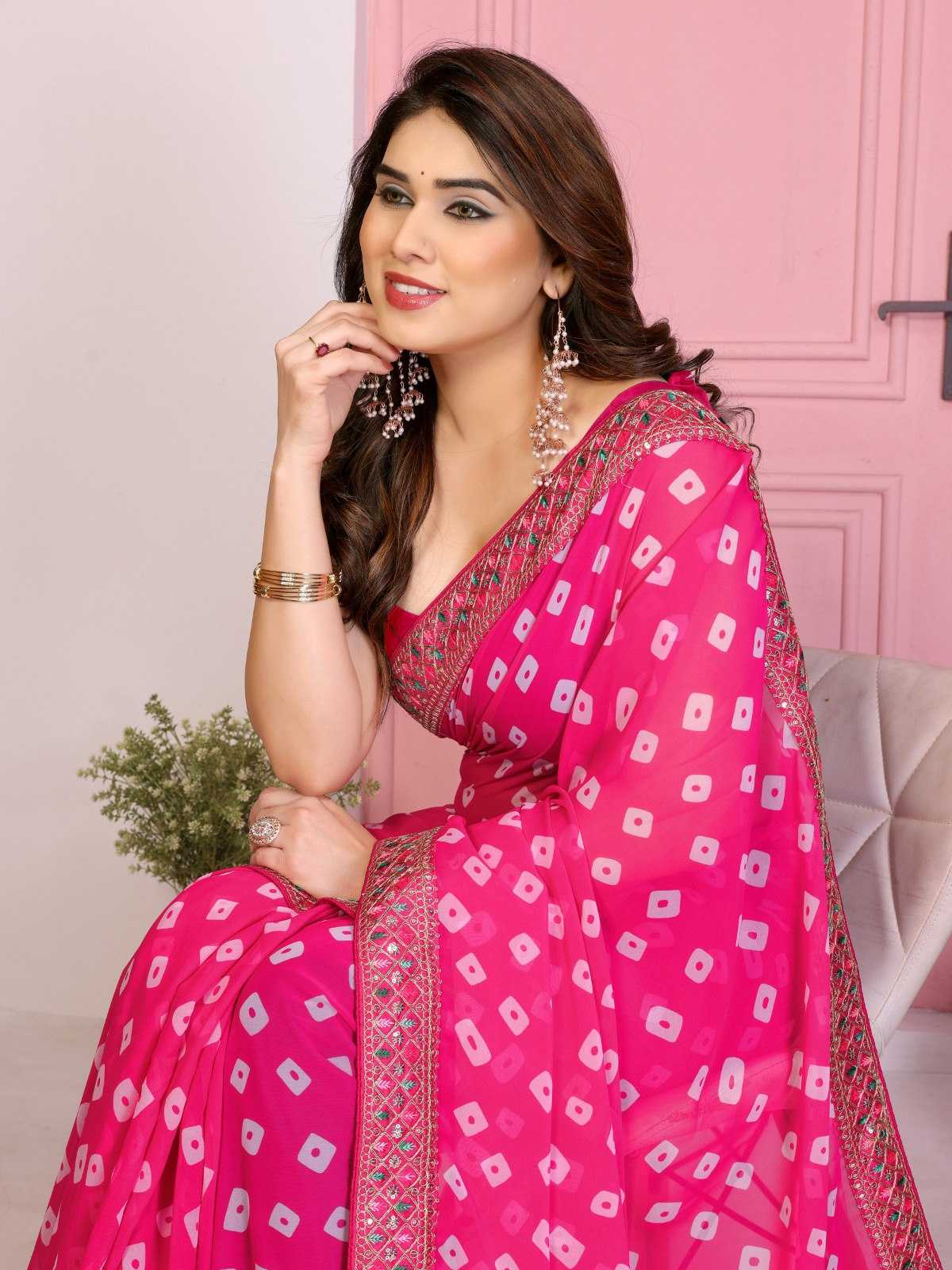 Ynf Georgette RIN188 Sakhi5 Sarees Wholesale Fancy Sarees Embroidered Sarees Bandhani Bandhej Sarees Rajasthani Sarees Manufacturer