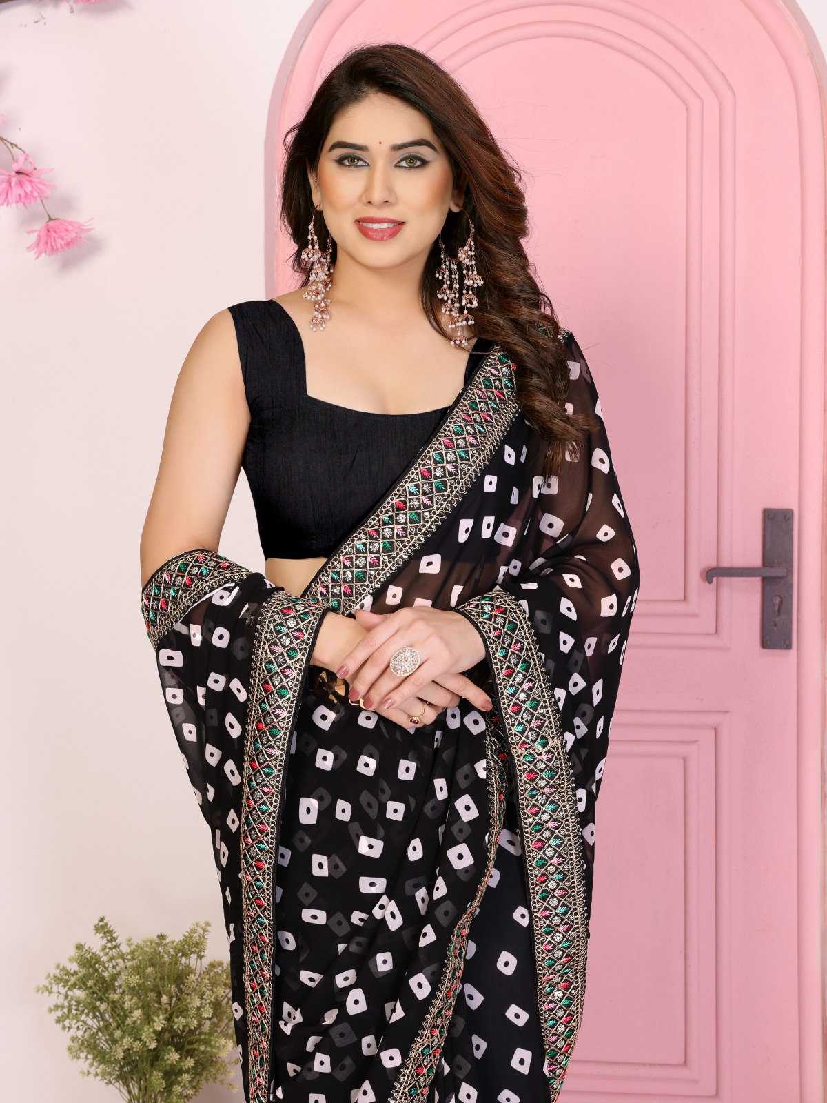 Ynf Georgette RIN188 Sakhi5 Sarees Wholesale Fancy Sarees Embroidered Sarees Bandhani Bandhej Sarees Rajasthani Sarees Manufacturer