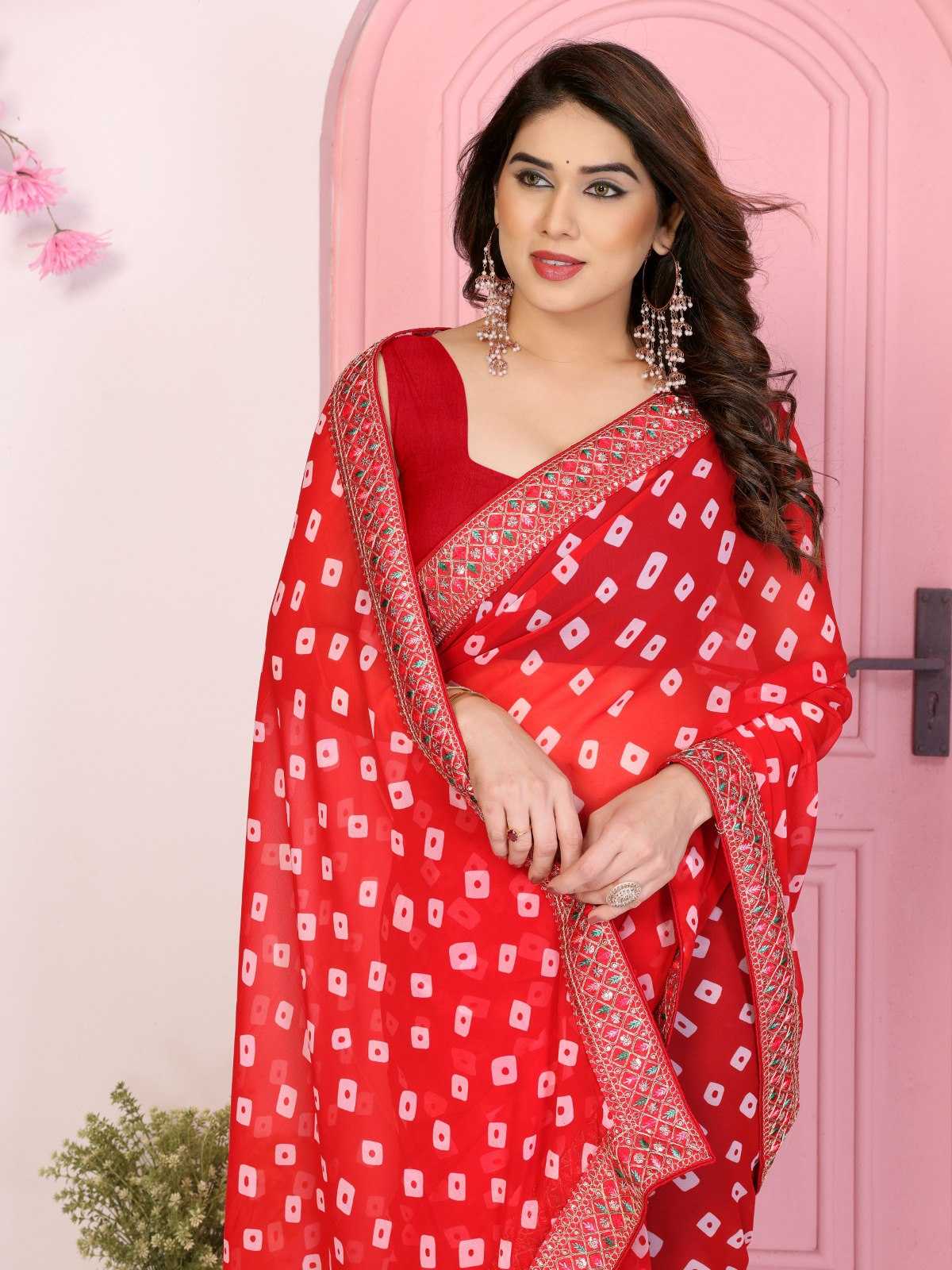 Ynf Georgette RIN188 Sakhi5 Sarees Wholesale Fancy Sarees Embroidered Sarees Bandhani Bandhej Sarees Rajasthani Sarees Manufacturer