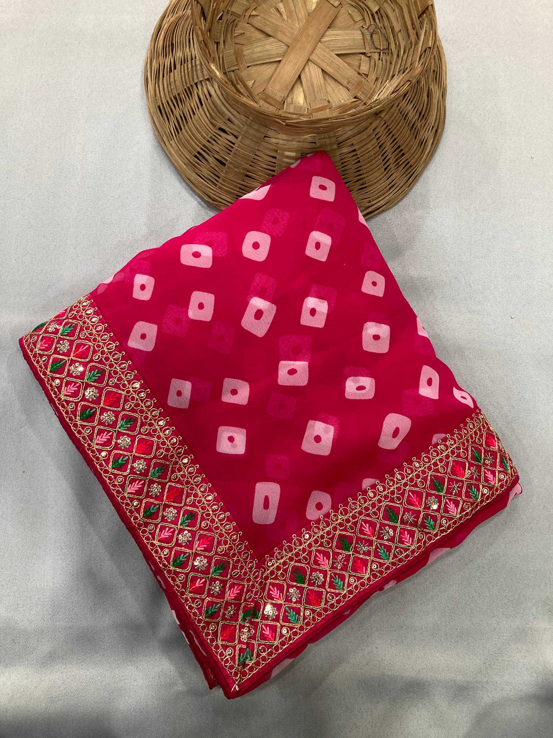 Ynf Georgette RIN188 Sakhi5 Sarees Wholesale Fancy Sarees Embroidered Sarees Bandhani Bandhej Sarees Rajasthani Sarees Manufacturer