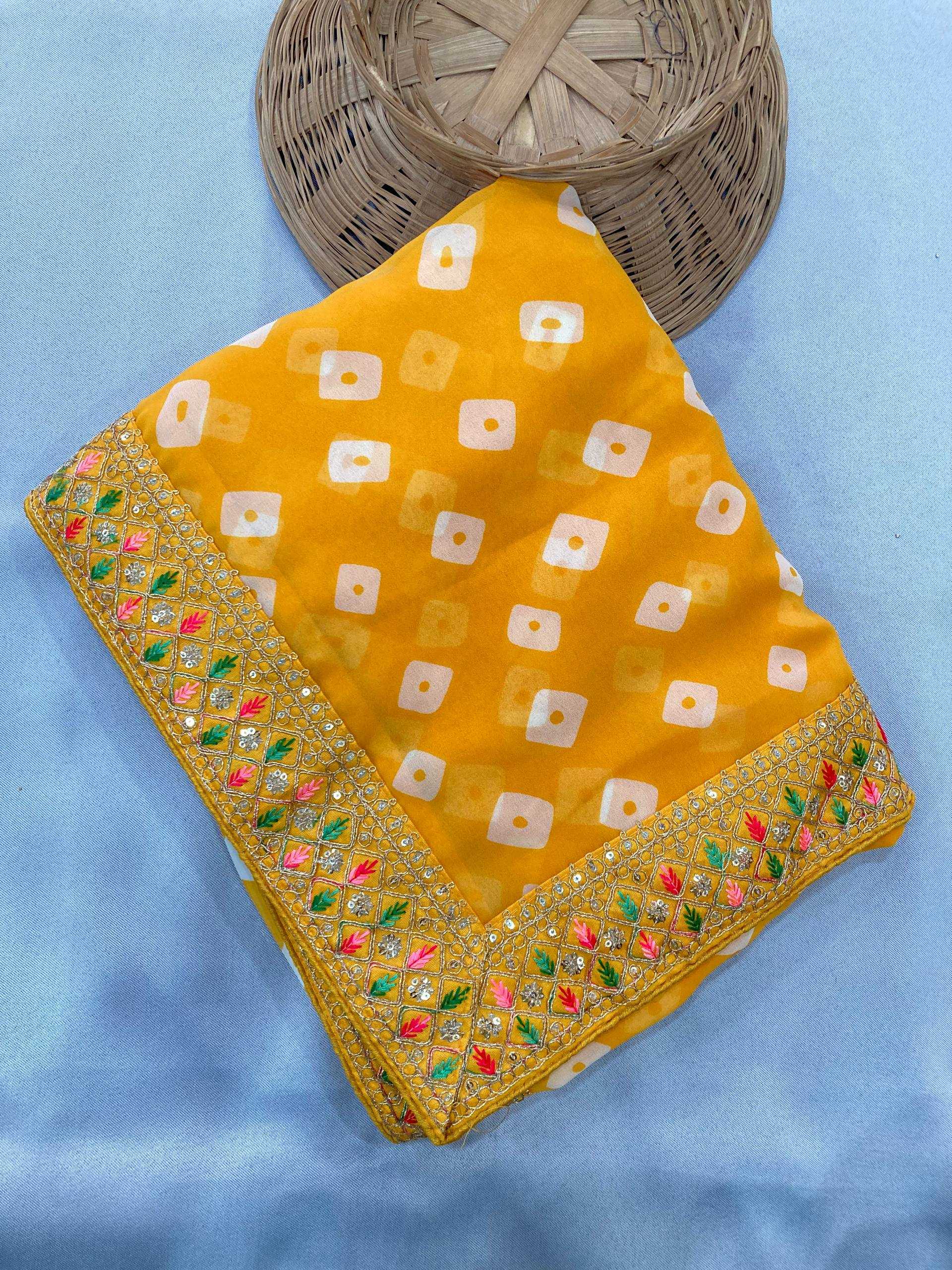 Ynf Georgette RIN188 Sakhi5 Sarees Wholesale Fancy Sarees Embroidered Sarees Bandhani Bandhej Sarees Rajasthani Sarees Manufacturer