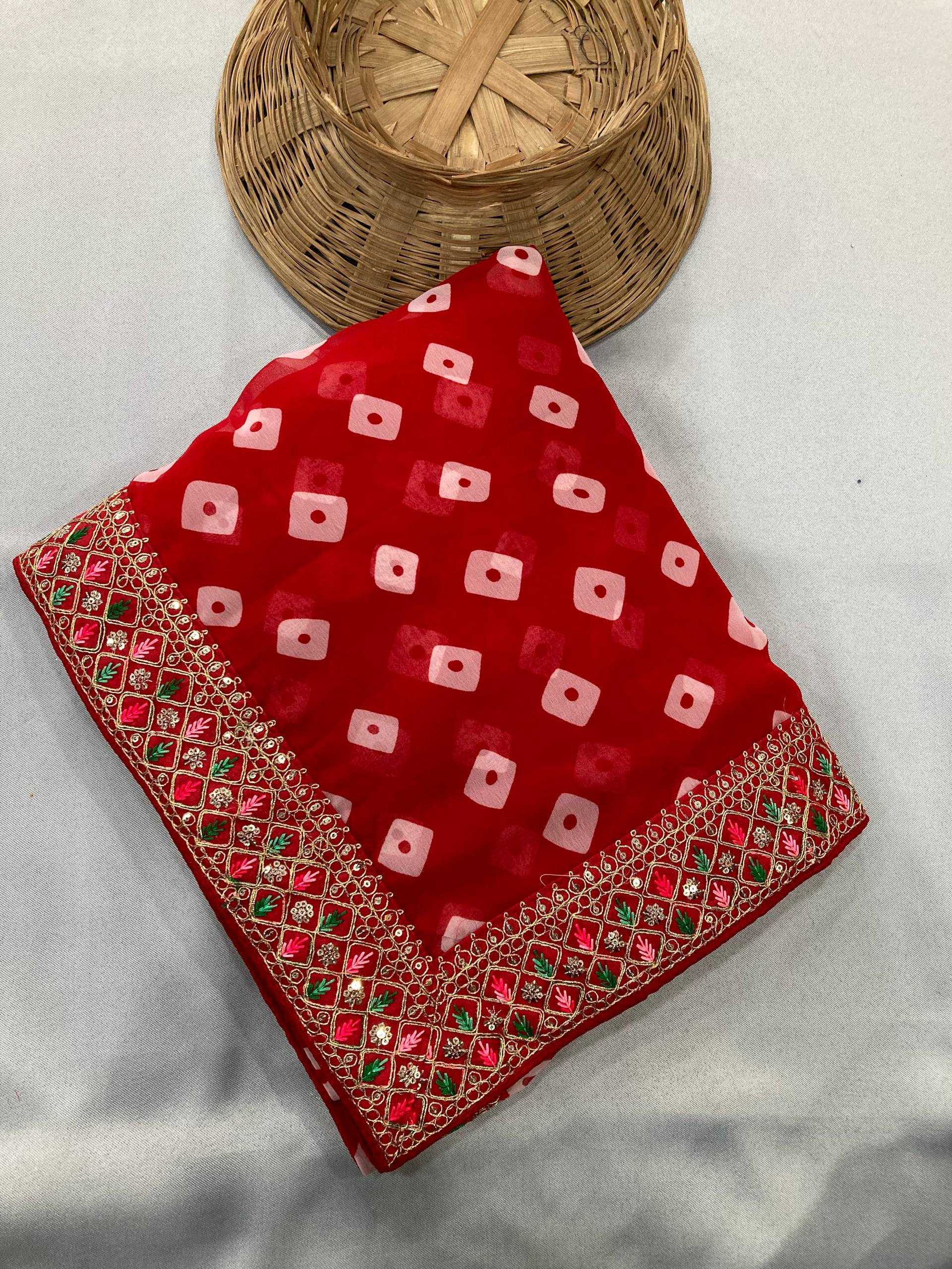 Ynf Georgette RIN188 Sakhi5 Sarees Wholesale Fancy Sarees Embroidered Sarees Bandhani Bandhej Sarees Rajasthani Sarees Manufacturer