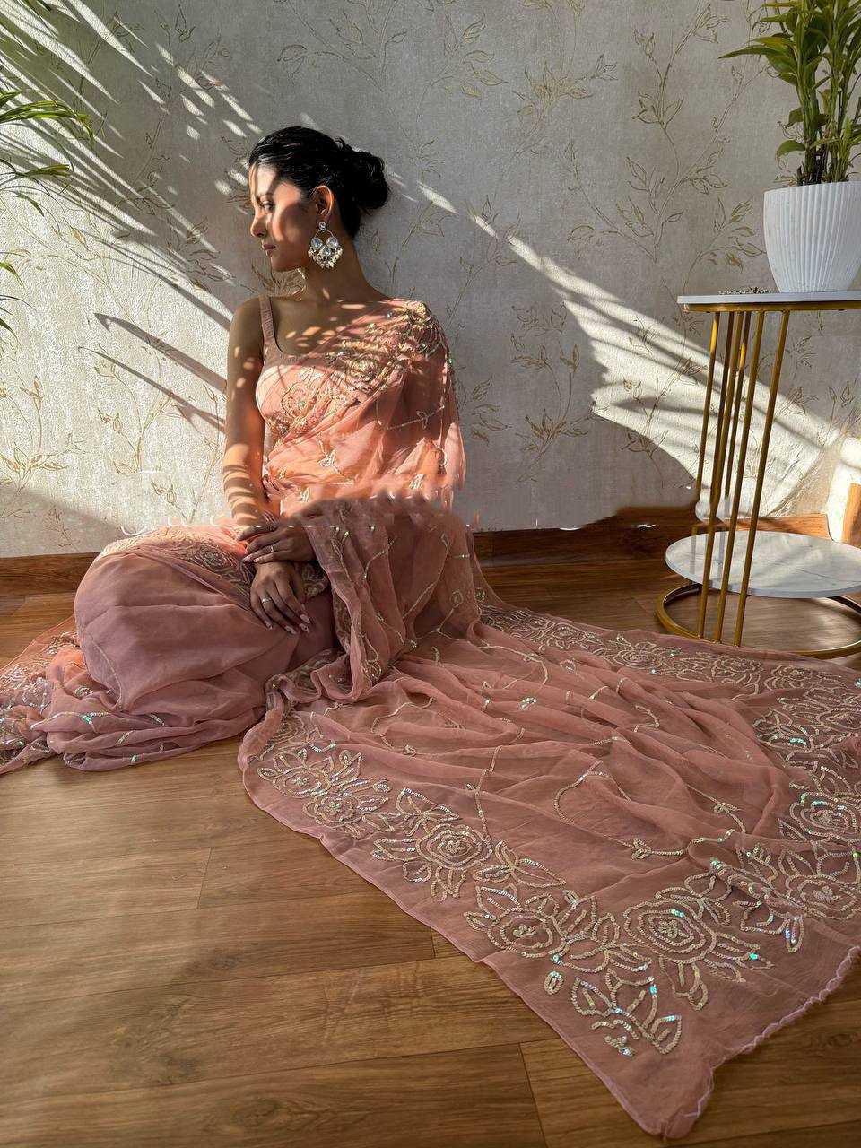 Ynf Georgette RIN189 1188 Sarees Wholesale Party Wear Sarees Georgette Sarees Sequin Sarees Embroidered Sarees Manufacturer