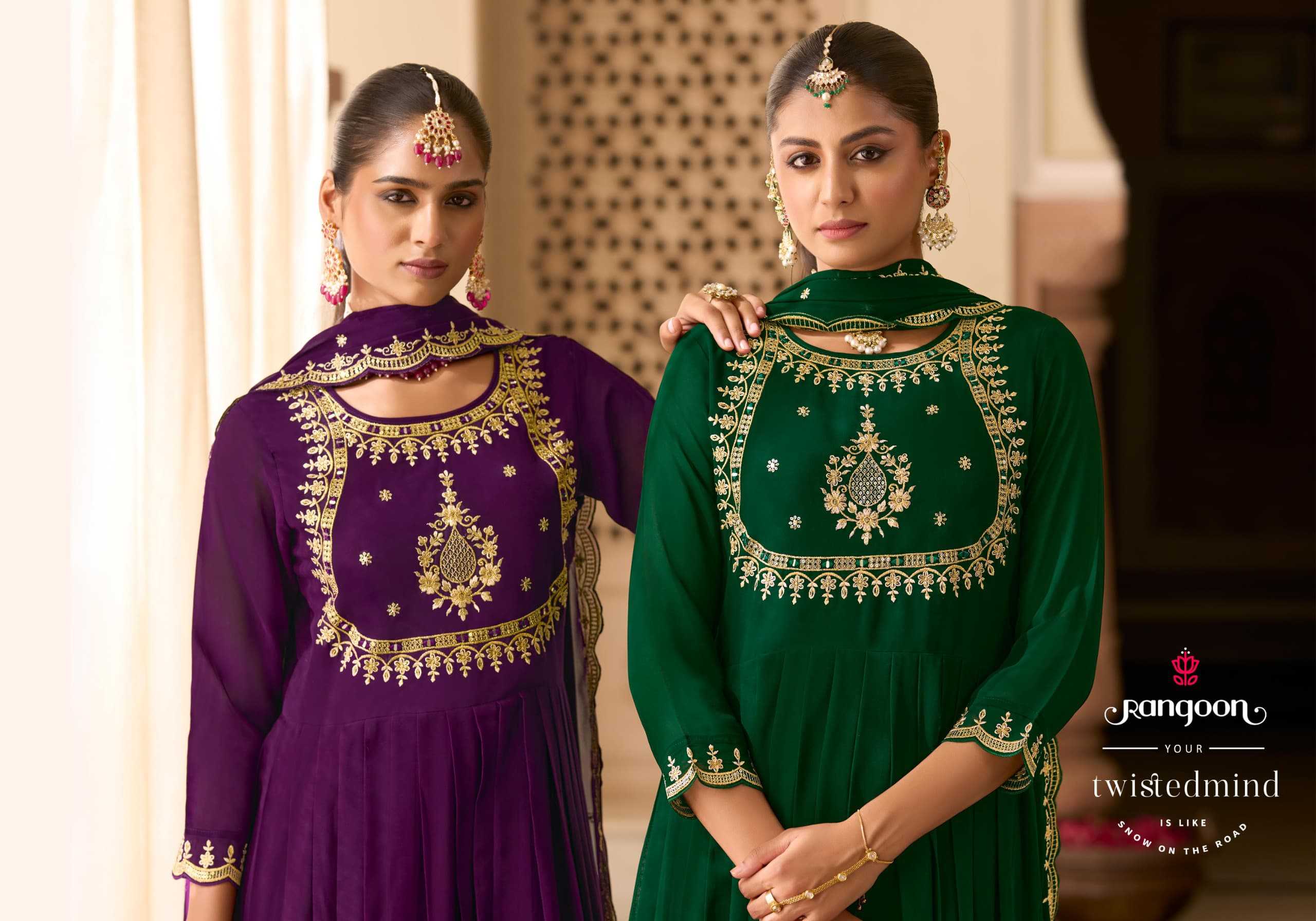 Ynf Georgette RIN190 Rangoon-SUNDHA Setwise Collections Wholesale Gowns Catalogs Manufacturer