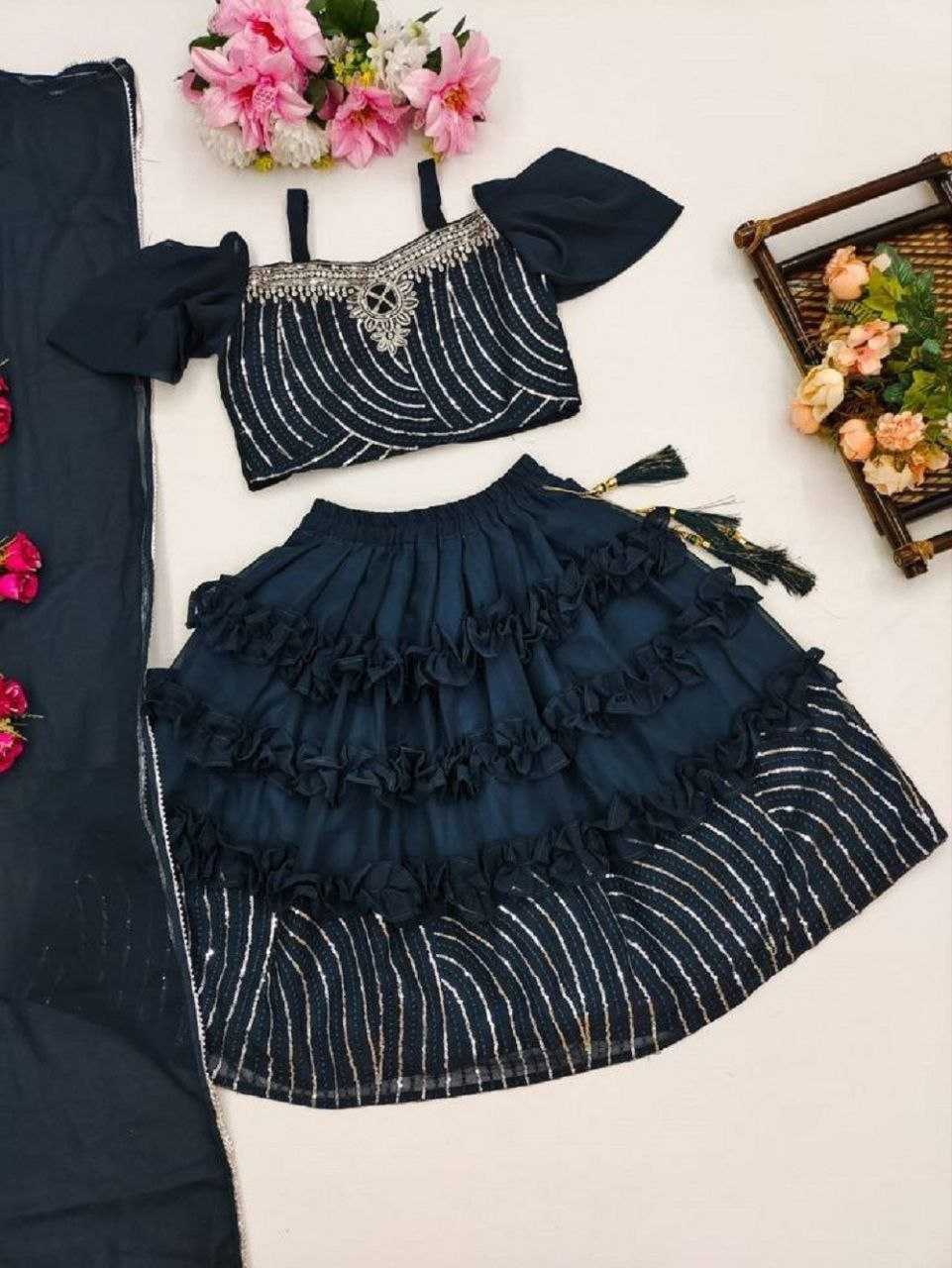 Ynf Georgette RIN204 Blooming Kids Wear Wholesale Kids Lehenga Manufacturer