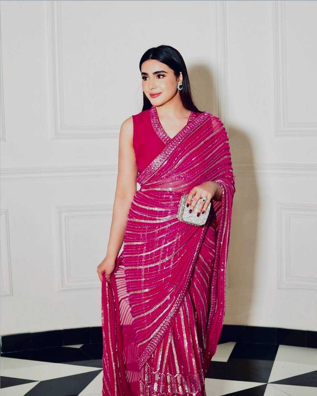 Ynf Georgette RIN213 L336 Sarees Wholesale Party Wear Sarees Fancy Sarees Sequence Sarees Manufacturer
