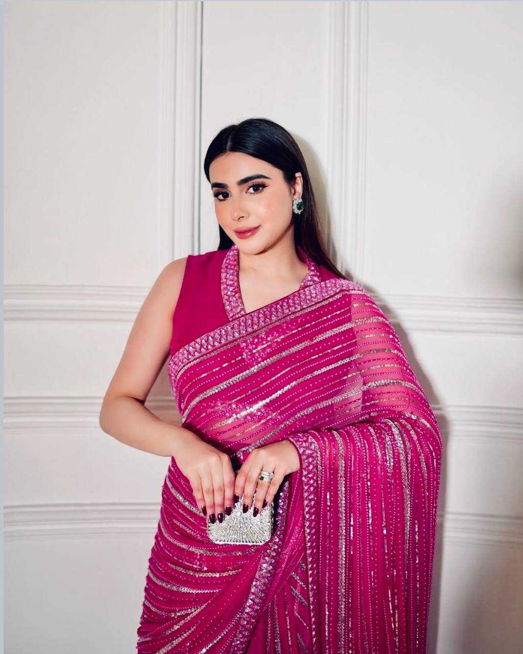 Ynf Georgette RIN213 L336 Sarees Wholesale Party Wear Sarees Fancy Sarees Sequence Sarees Manufacturer