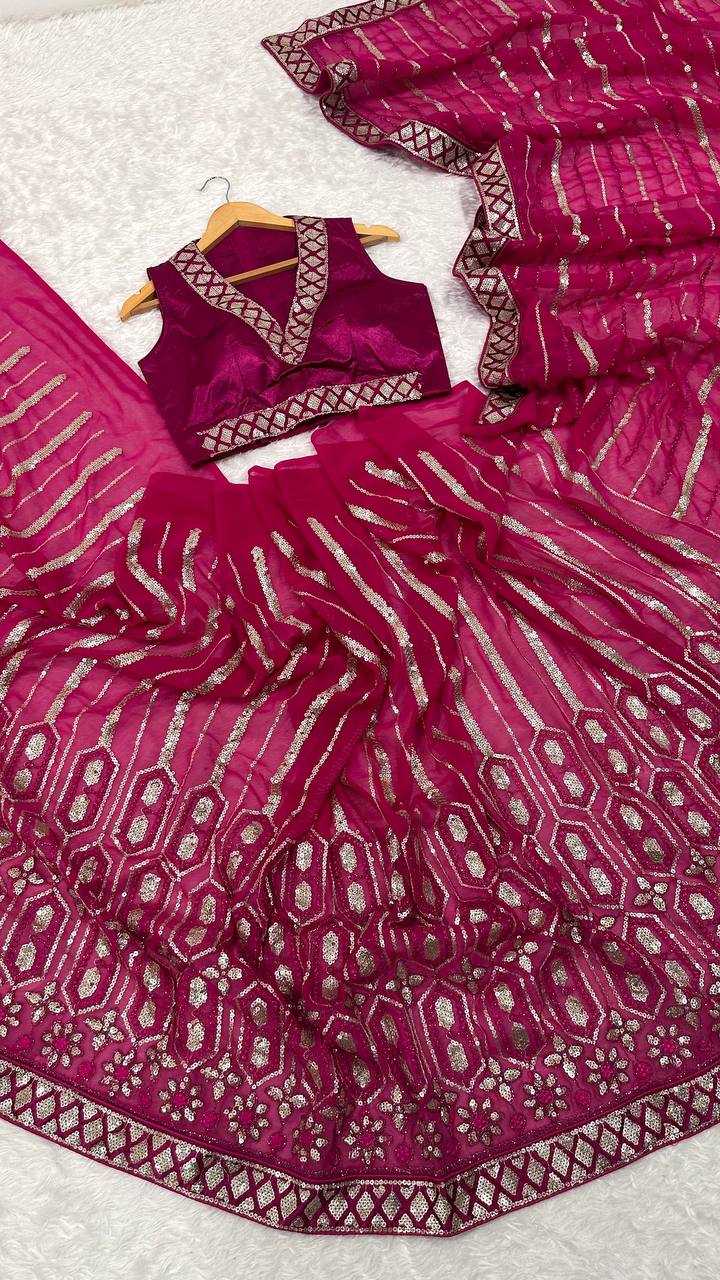 Ynf Georgette RIN213 L336 Sarees Wholesale Party Wear Sarees Fancy Sarees Sequence Sarees Manufacturer