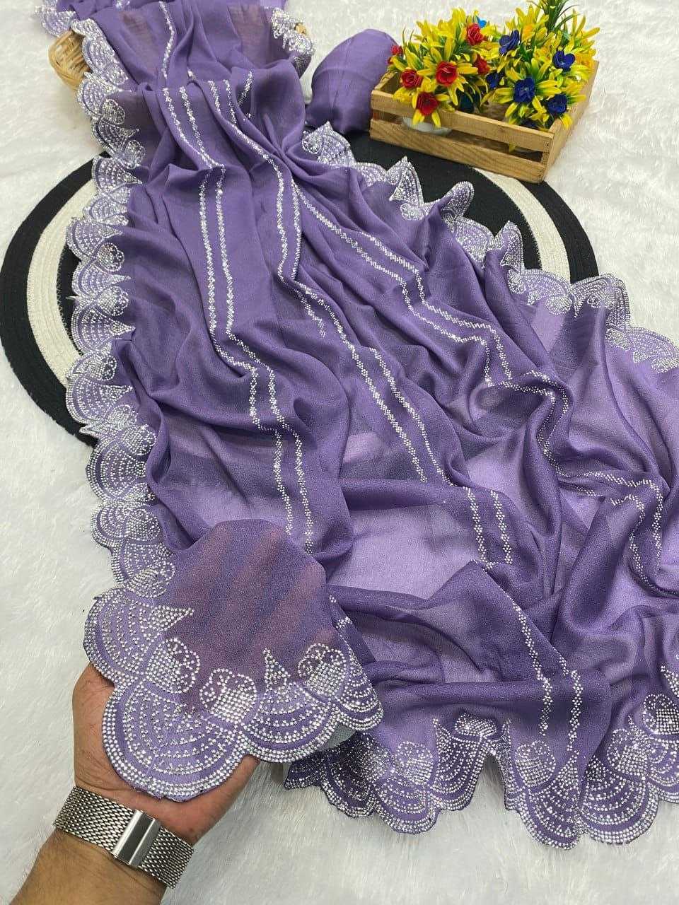 Ynf Georgette RIN216 Harshita Sarees Wholesale Party Wear Sarees Fancy Sarees Stone Work Saree Cutwork Saree Manufacturer