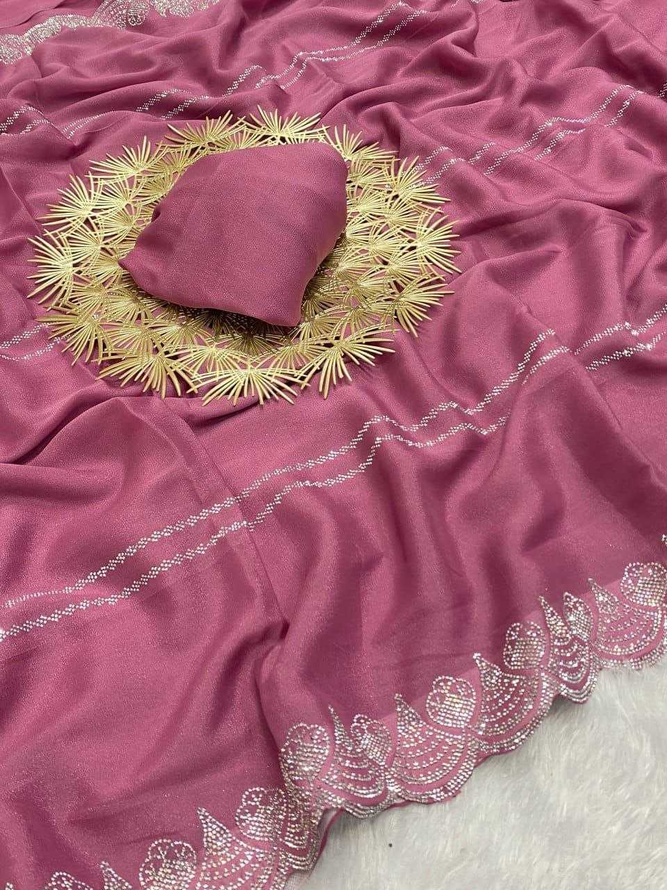 Ynf Georgette RIN216 Harshita Sarees Wholesale Party Wear Sarees Fancy Sarees Stone Work Saree Cutwork Saree Manufacturer