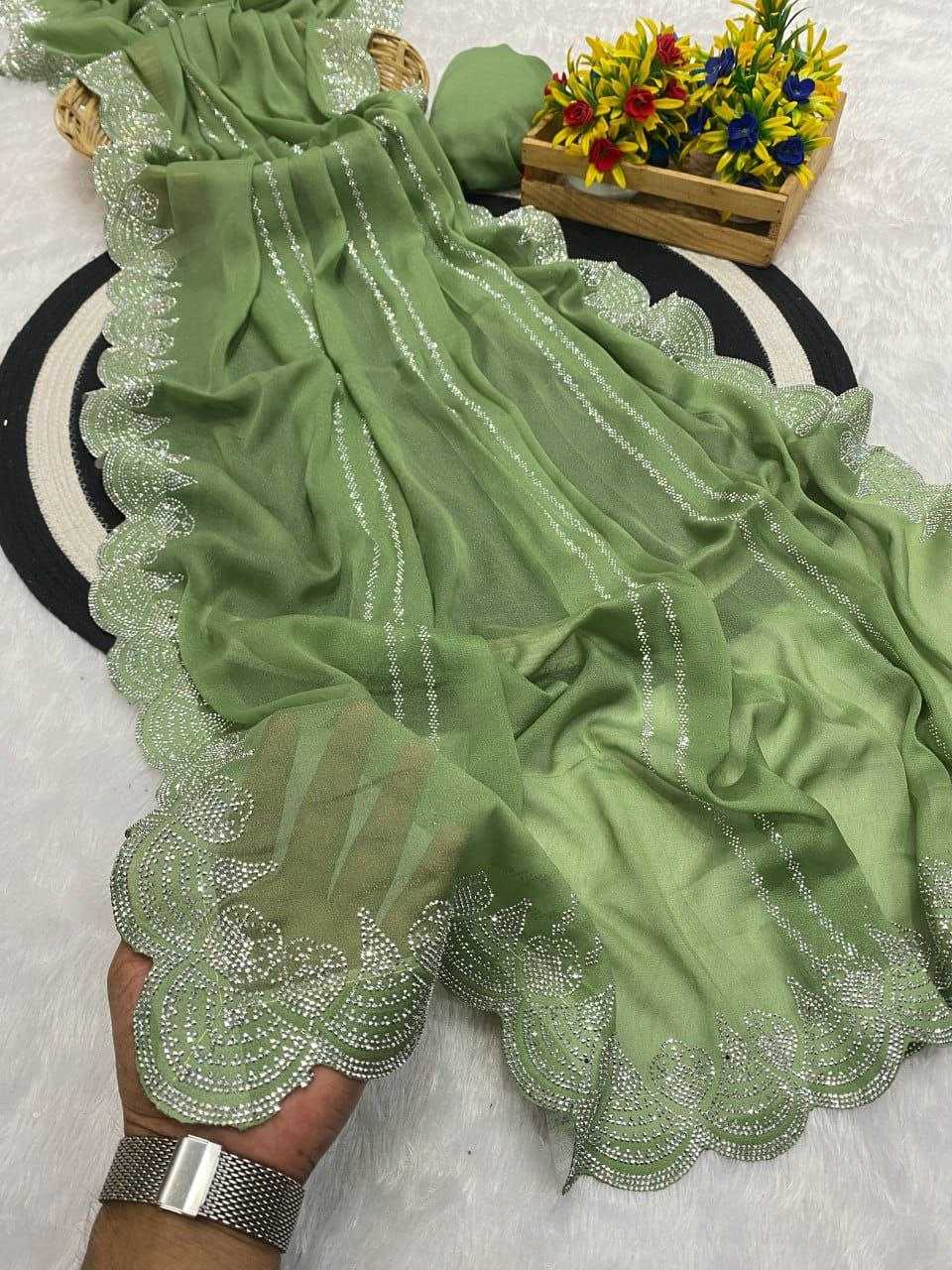 Ynf Georgette RIN216 Harshita Sarees Wholesale Party Wear Sarees Fancy Sarees Stone Work Saree Cutwork Saree Manufacturer