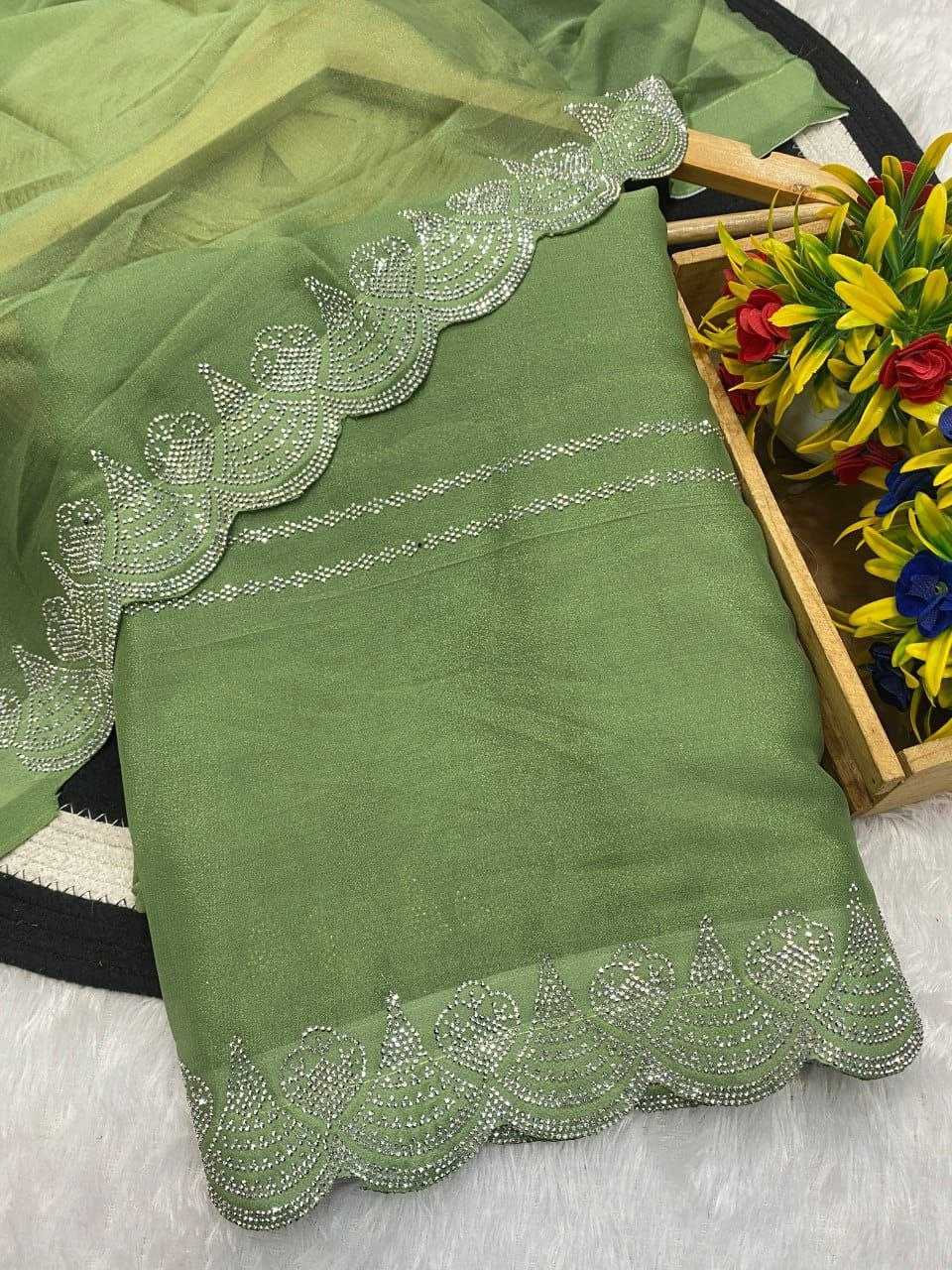 Ynf Georgette RIN216 Harshita Sarees Wholesale Party Wear Sarees Fancy Sarees Stone Work Saree Cutwork Saree Manufacturer